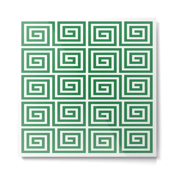 Greek Key Pattern 130 Green Metal Print | TeksDecor