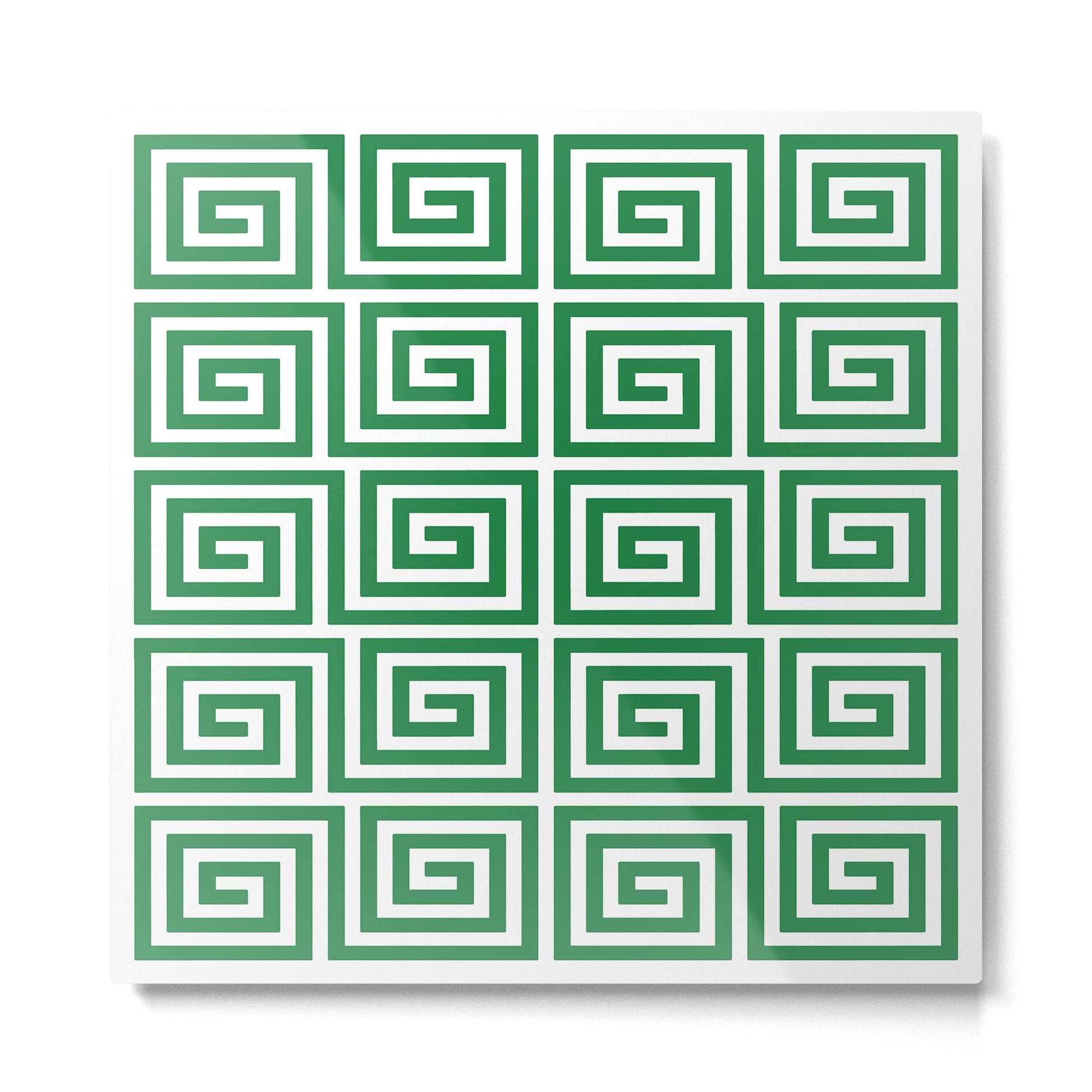Greek Key Pattern 130 Green Metal Print | TeksDecor