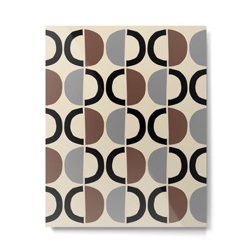 Mid Century Half Circle Pattern 582 Black Brown Gray and Beige Metal Print | TeksDecor