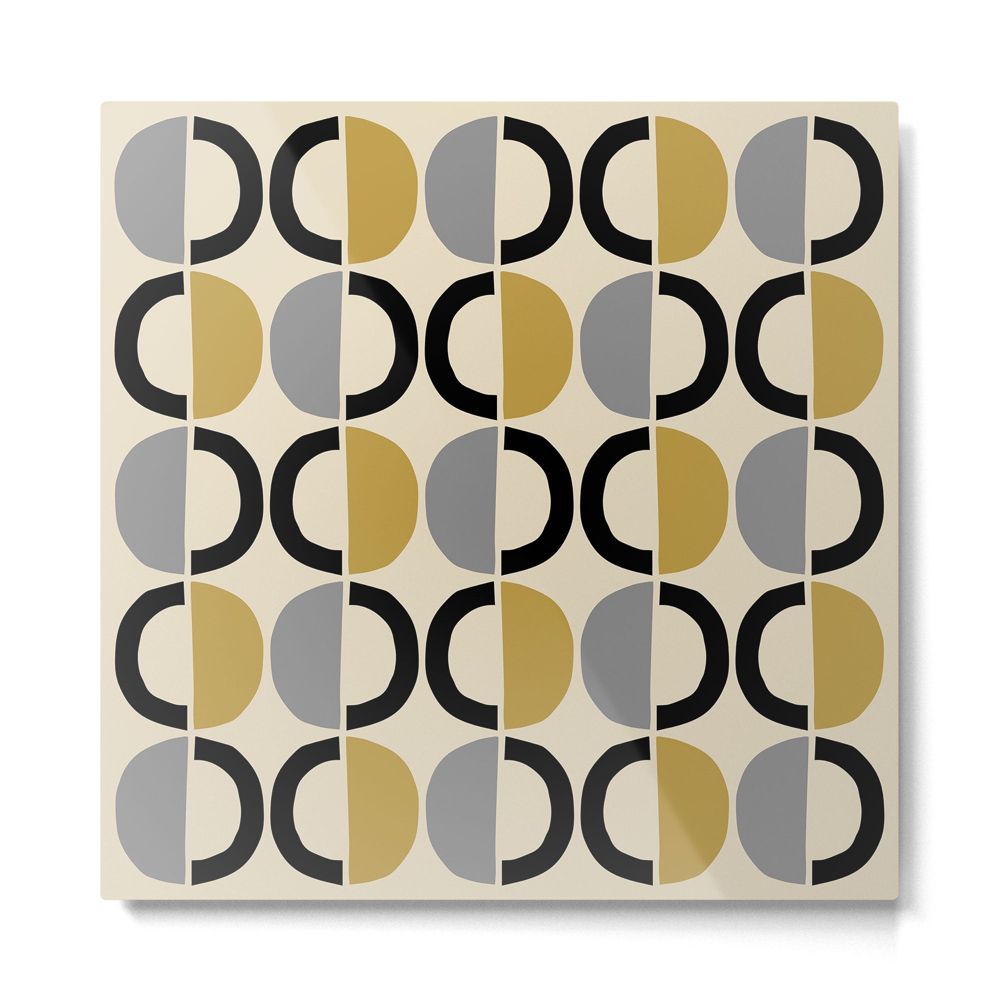 Mid Century Modern Half Circle Pattern 581 Winter Metal Print | TeksDecor