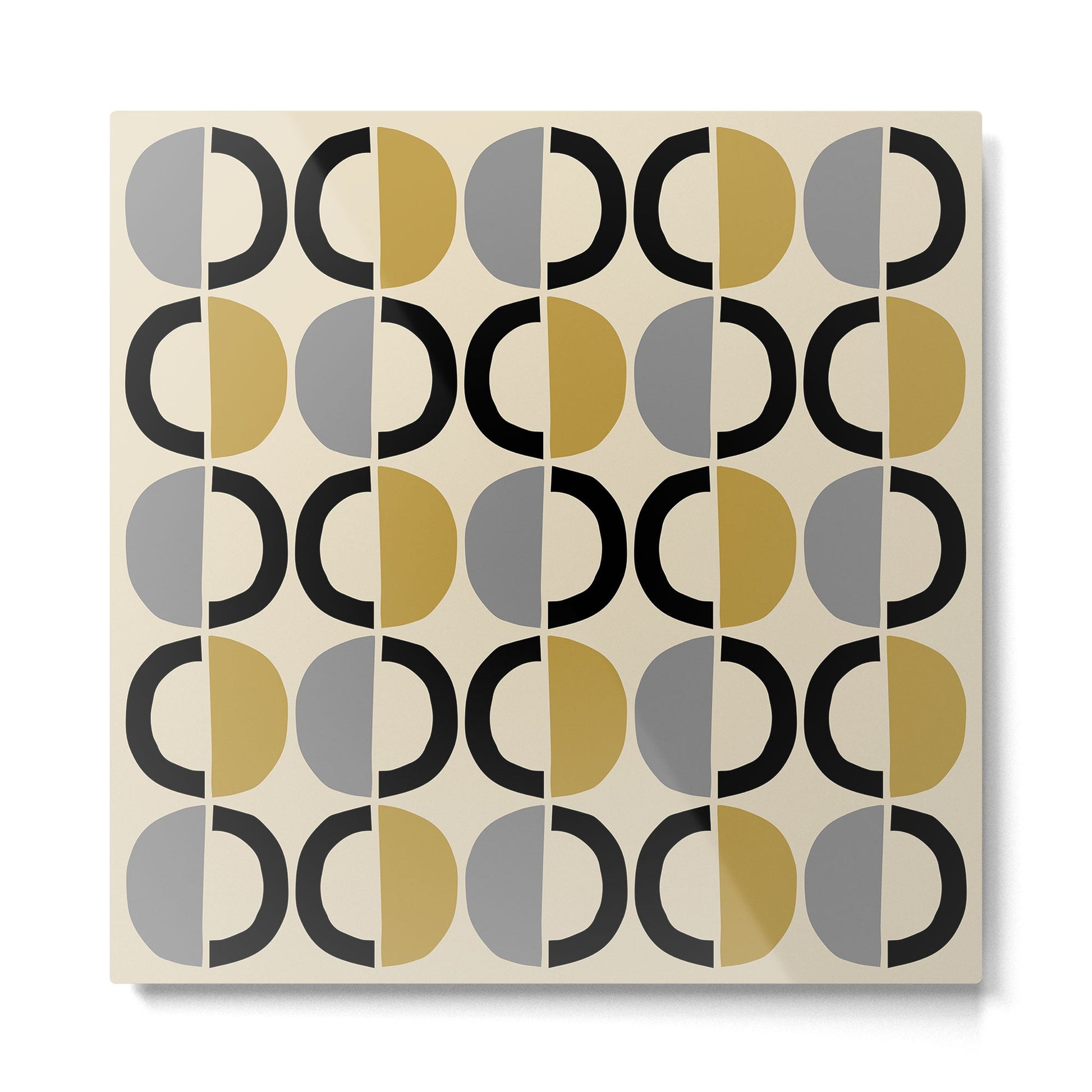 Mid Century Modern Half Circle Pattern 581 Winter Metal Print | TeksDecor