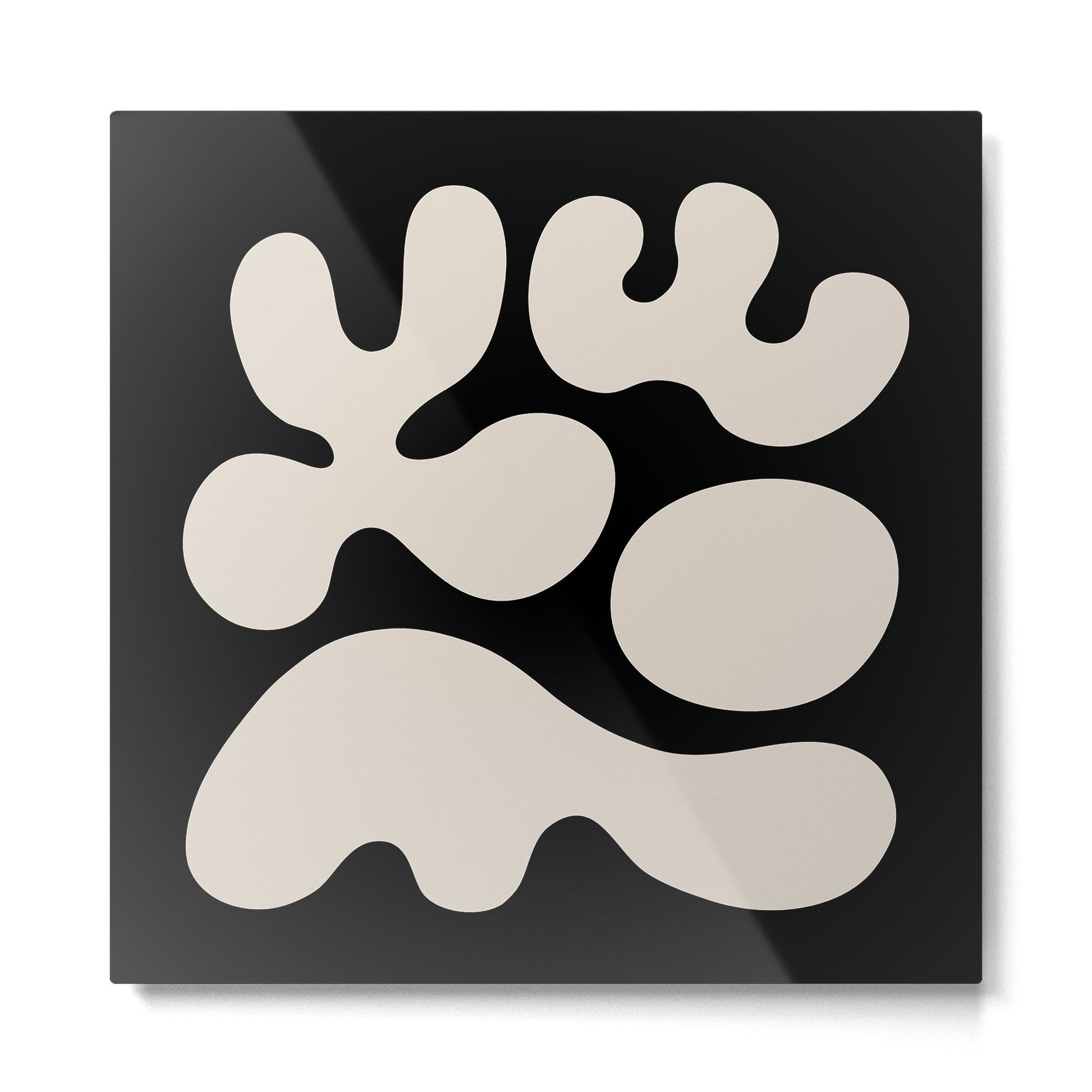 Mid Century Modern Organic Shapes 352 Black and Linen White Metal Print | TeksDecor