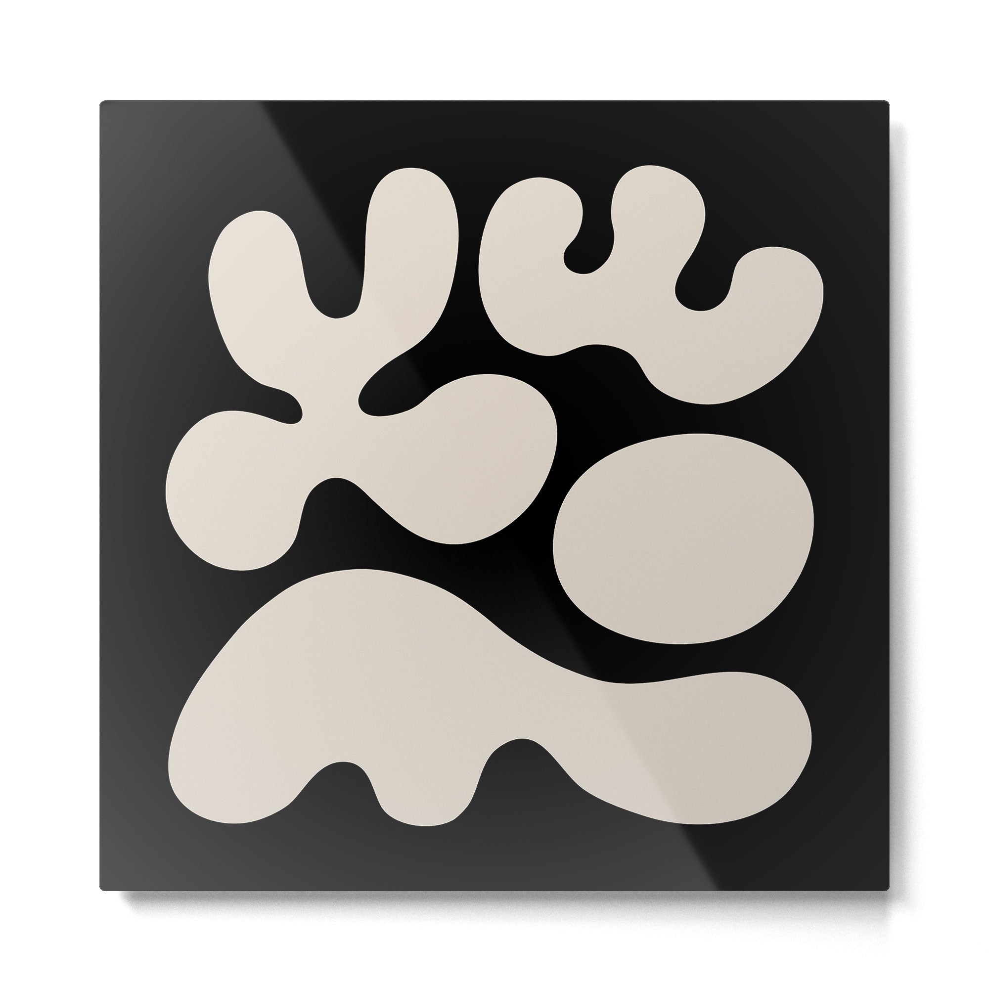 Mid Century Modern Organic Shapes 352 Black and Linen White Metal Print | TeksDecor