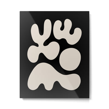 Mid Century Modern Organic Shapes 352 Black and Linen White Metal Print | TeksDecor