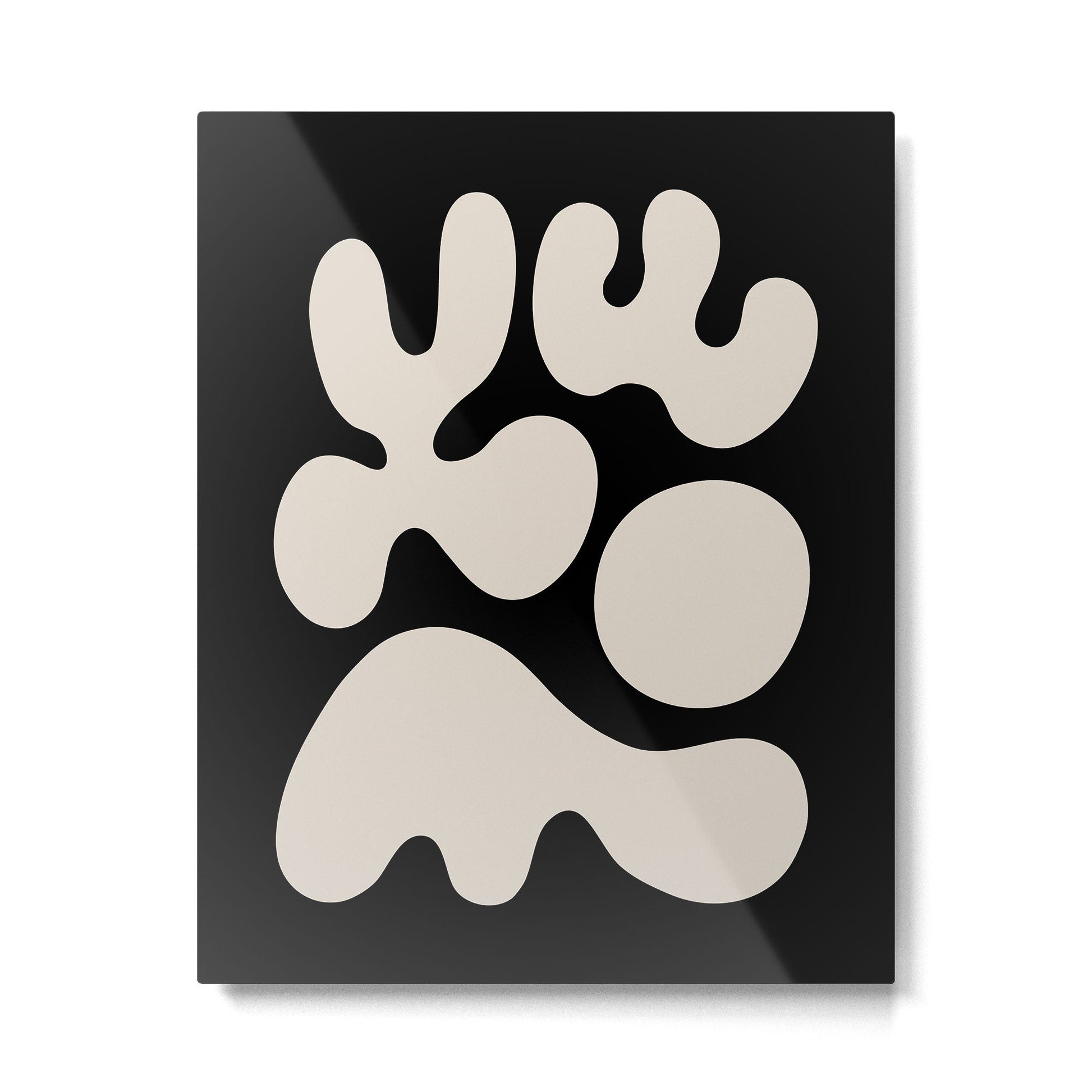 Mid Century Modern Organic Shapes 352 Black and Linen White Metal Print | TeksDecor