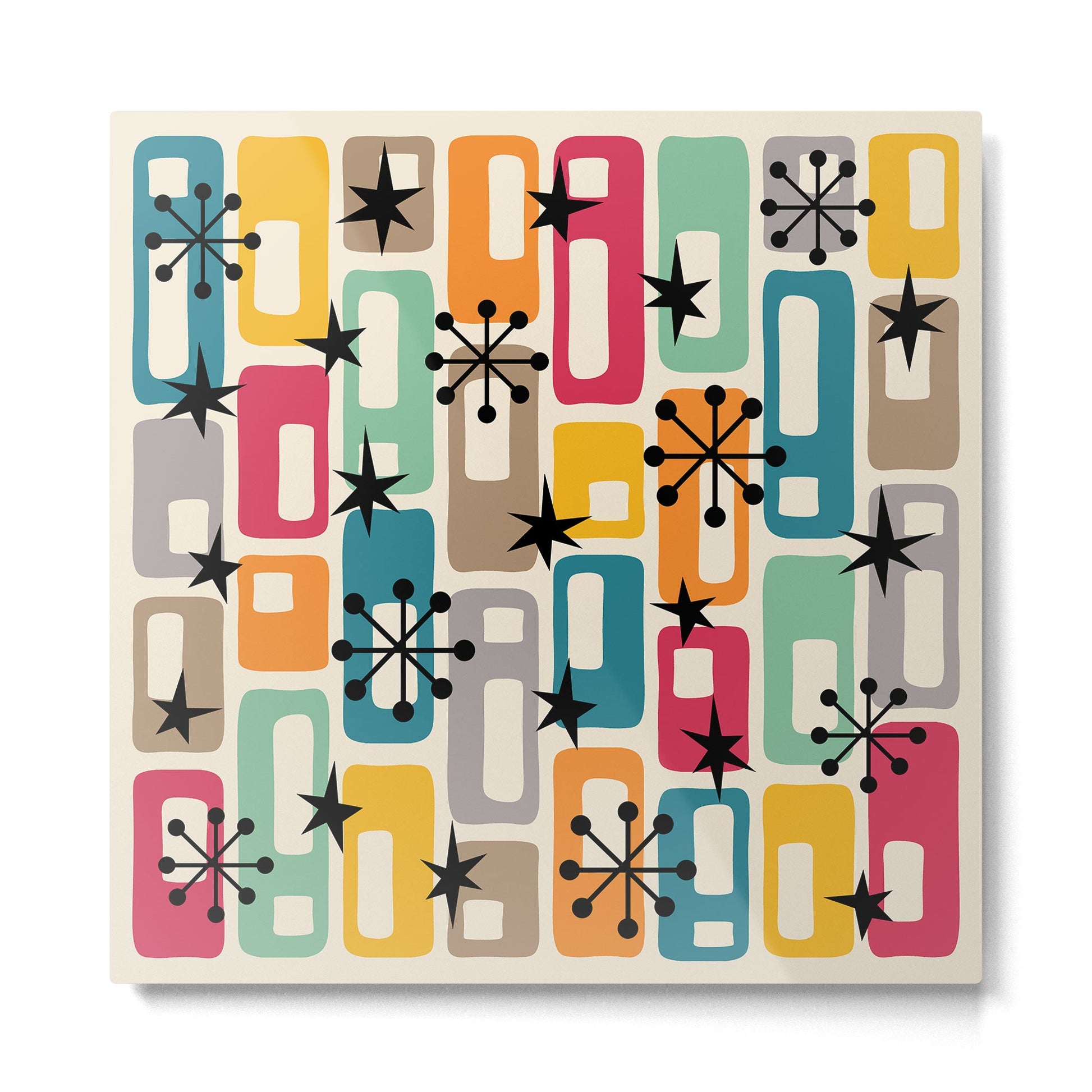 Retro Mid Century Modern Atomic Decoration 254 Googie Metal Print | TeksDecor