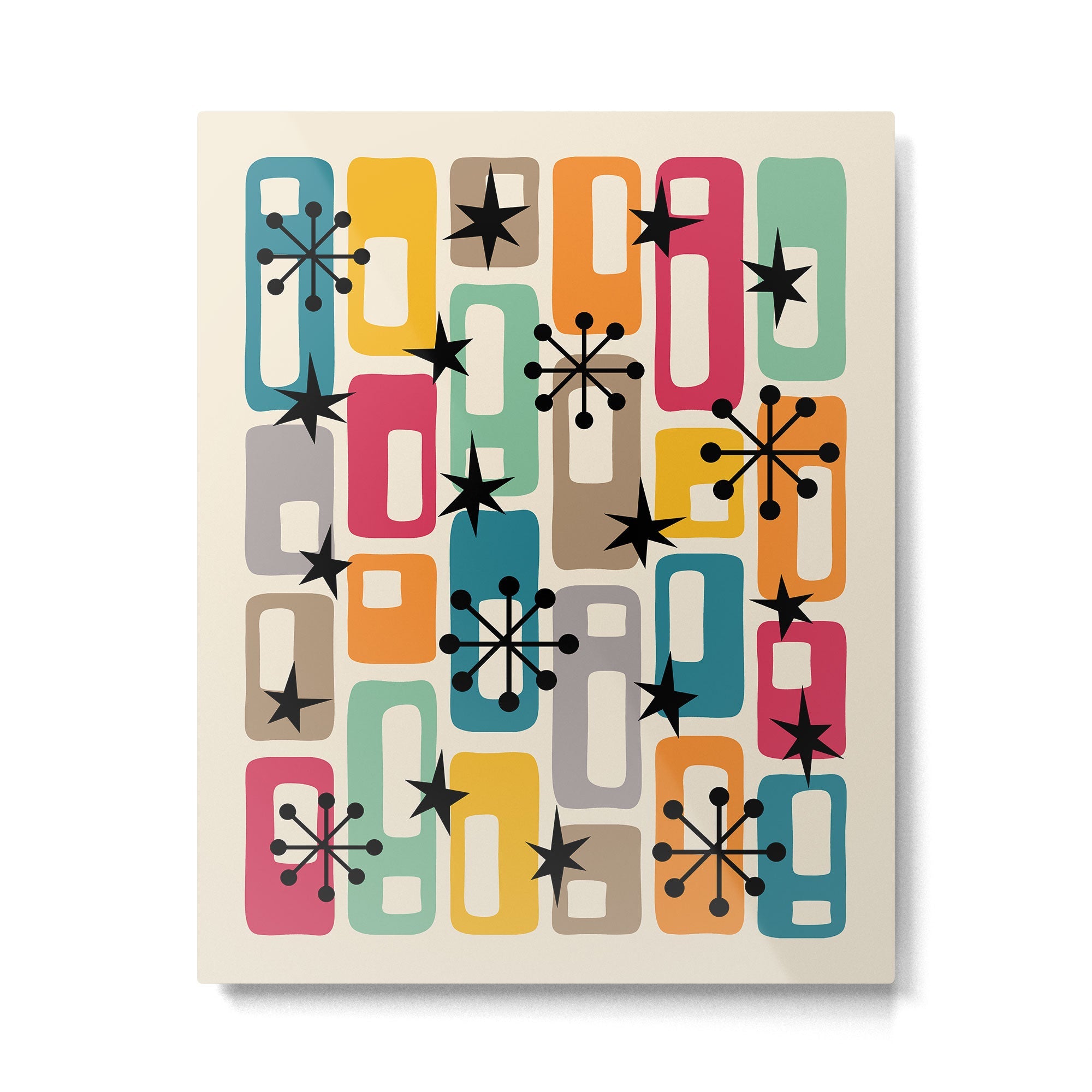 Retro Mid Century Modern Atomic Decoration 254 Googie Metal Print | TeksDecor