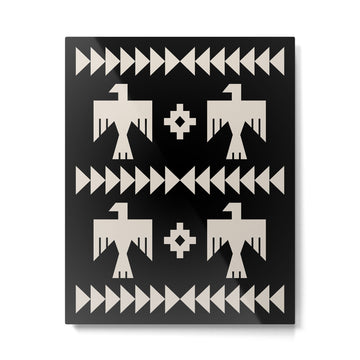 Southwestern Eagle and Arrow Pattern 121 Black and Linen White Metal Print | TeksDecor