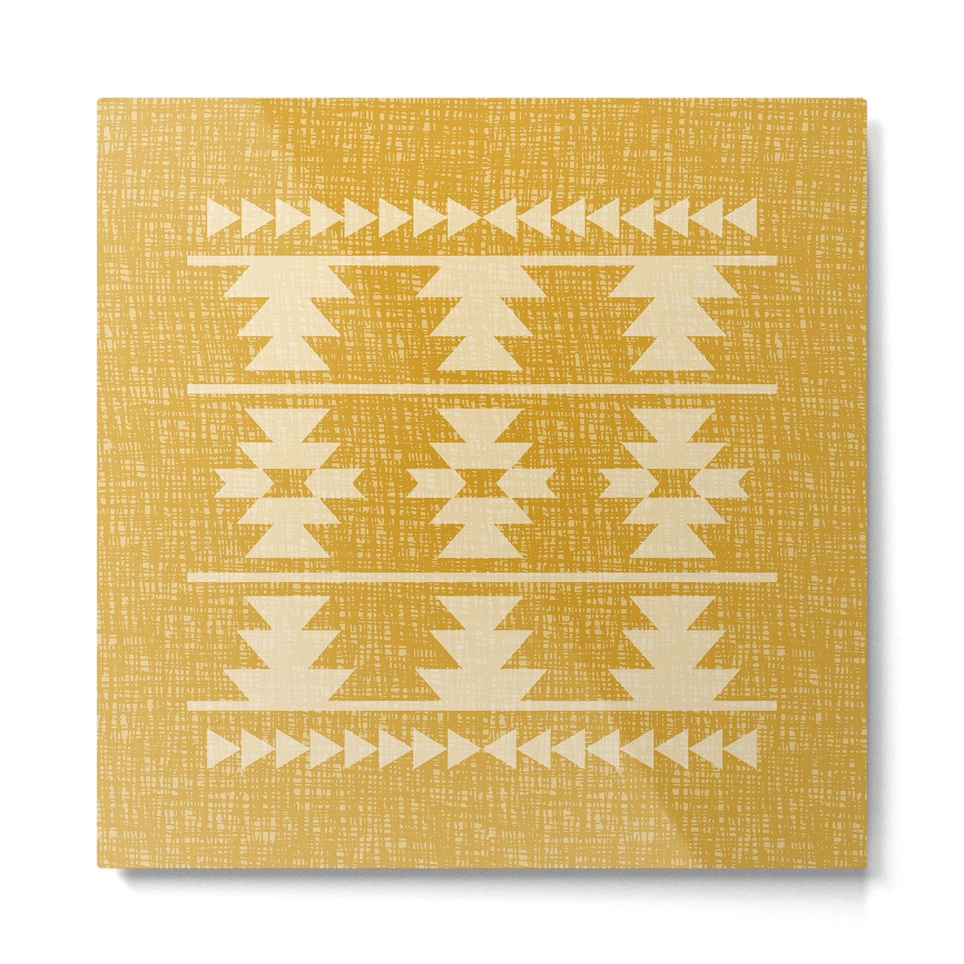 Southwestern Pattern 136 Yellow Metal Print | TeksDecor
