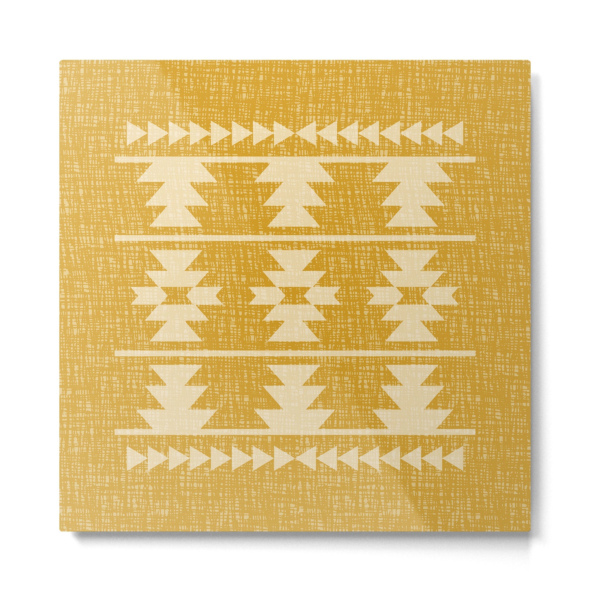 Southwestern Pattern 136 Yellow Metal Print | TeksDecor