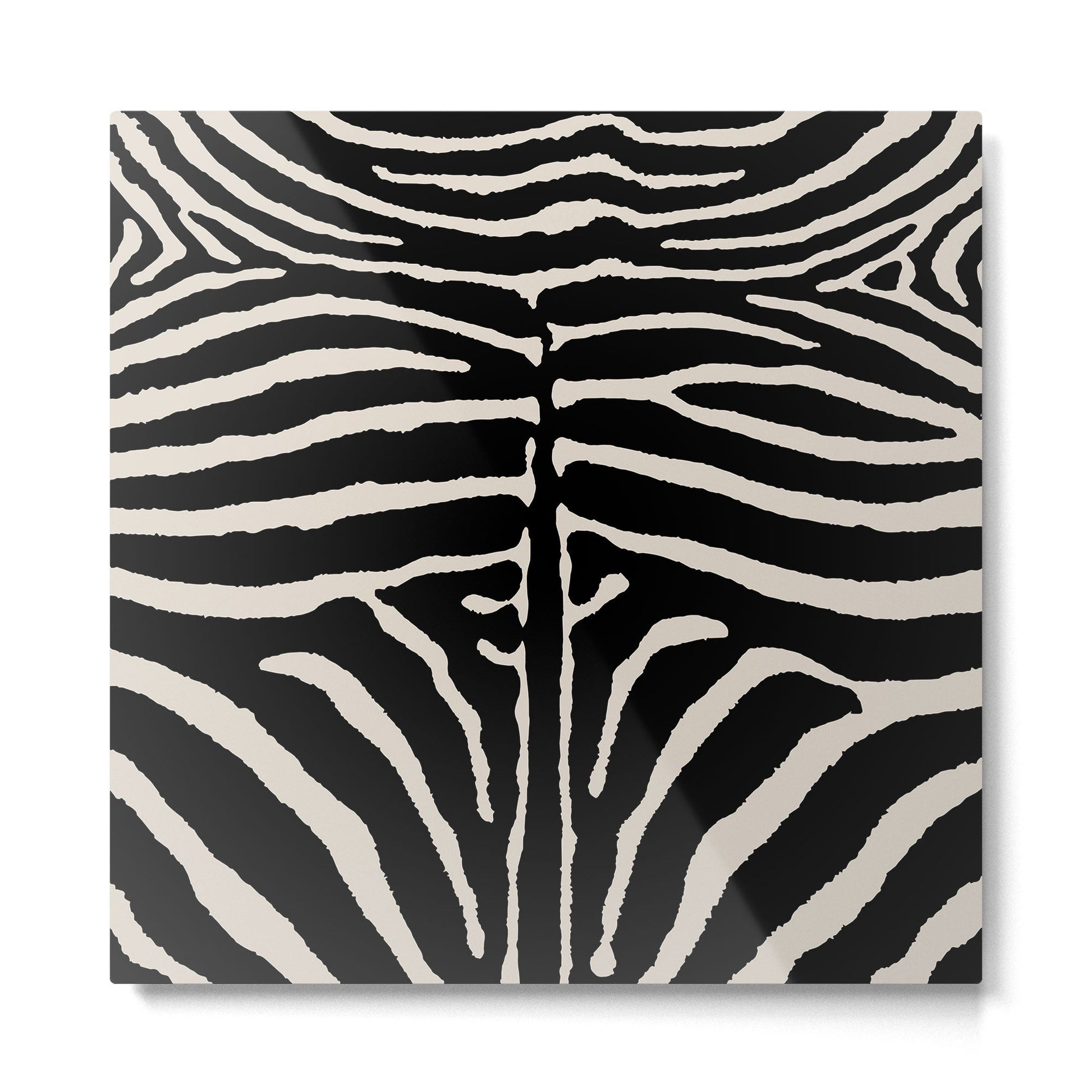 Zebra Wild Animal Print 237 Black and Linen White Metal Print | TeksDecor