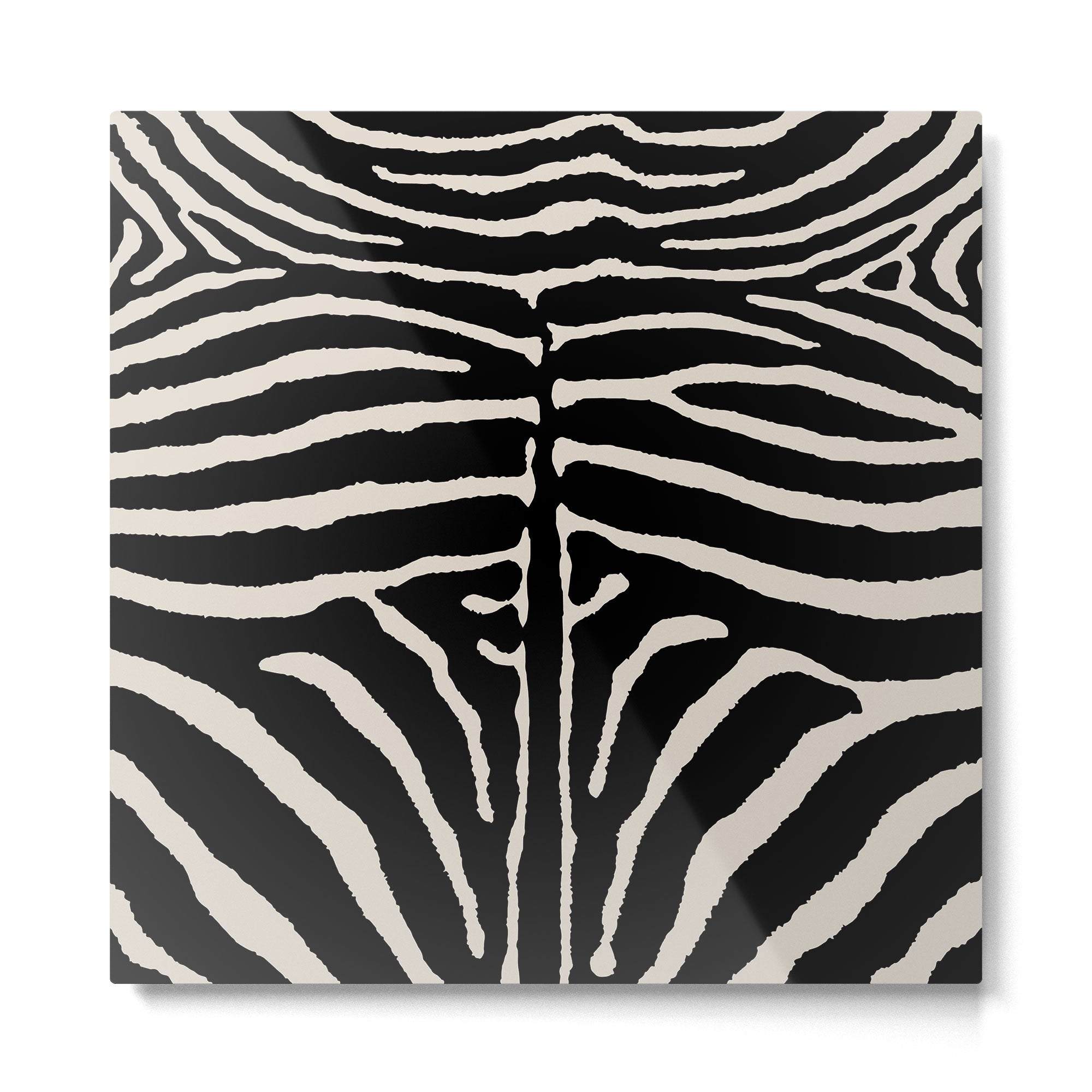 Zebra Wild Animal Print 237 Black and Linen White Metal Print | TeksDecor