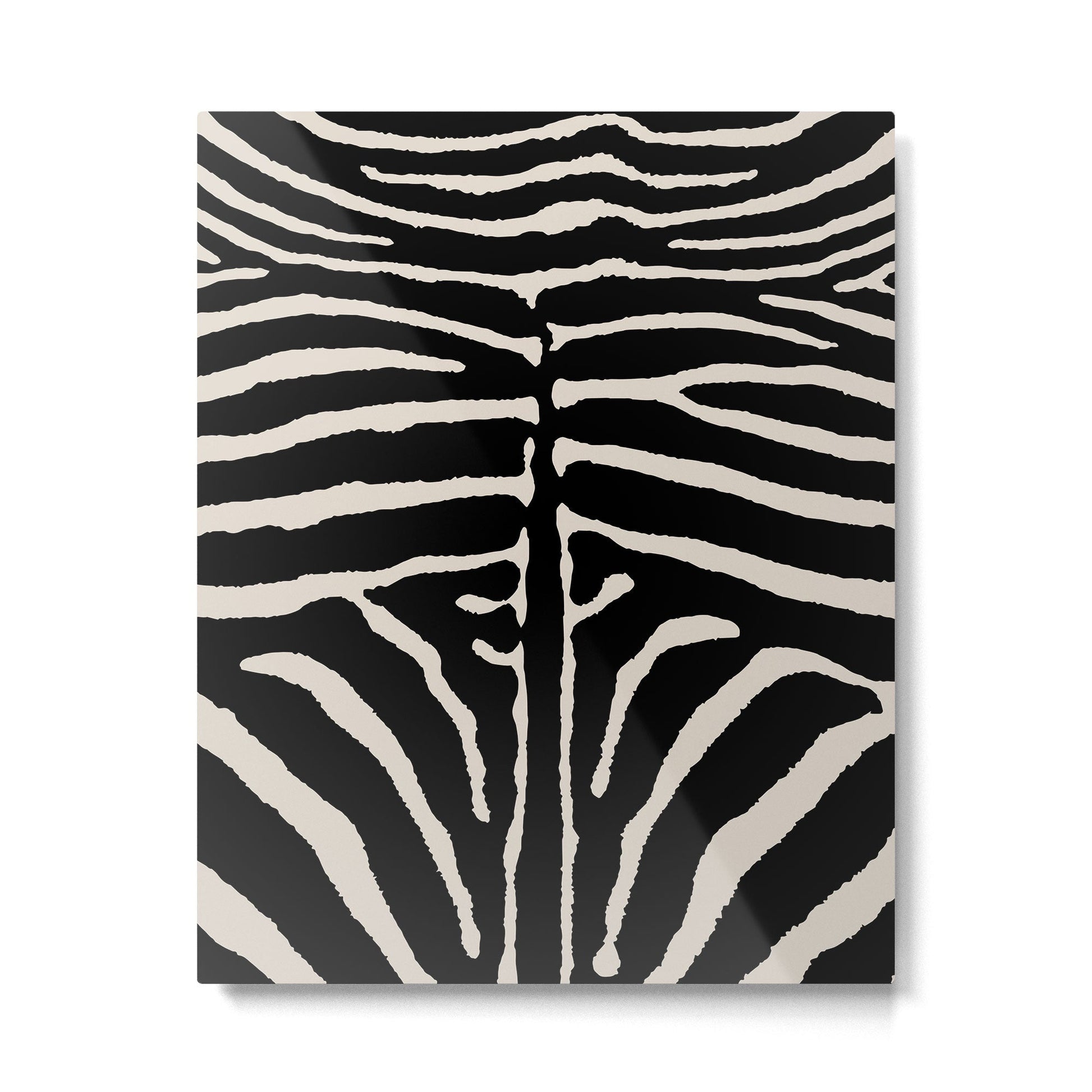 Zebra Wild Animal Print 237 Black and Linen White Metal Print | TeksDecor