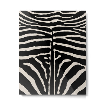 Zebra Wild Animal Print 237 Black and Linen White Metal Print | TeksDecor