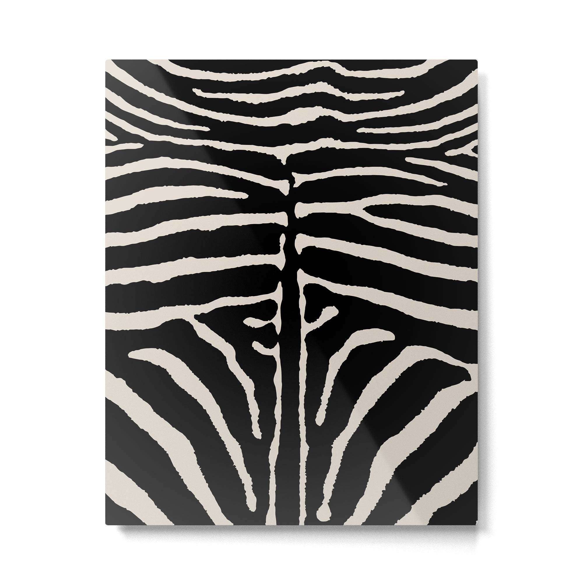 Zebra Wild Animal Print 237 Black and Linen White Metal Print | TeksDecor
