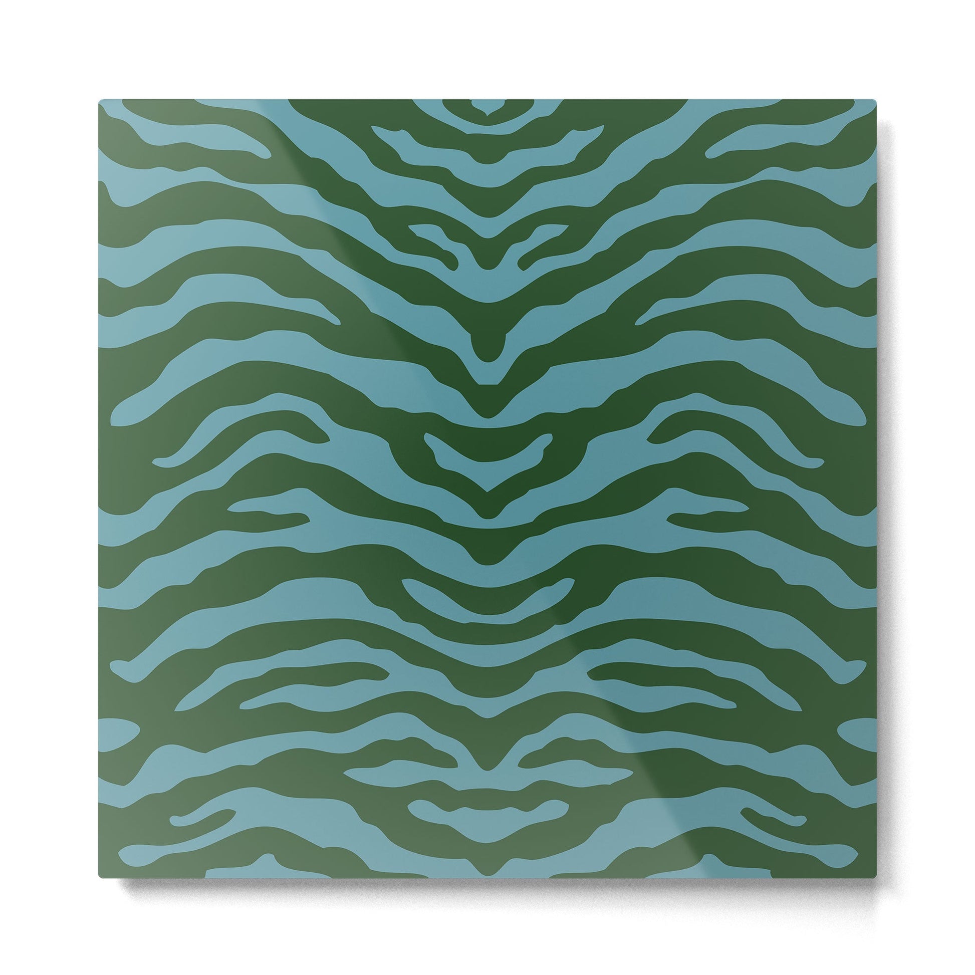 Zebra Wild Animal Print Green and Blue Metal Print | TeksDecor