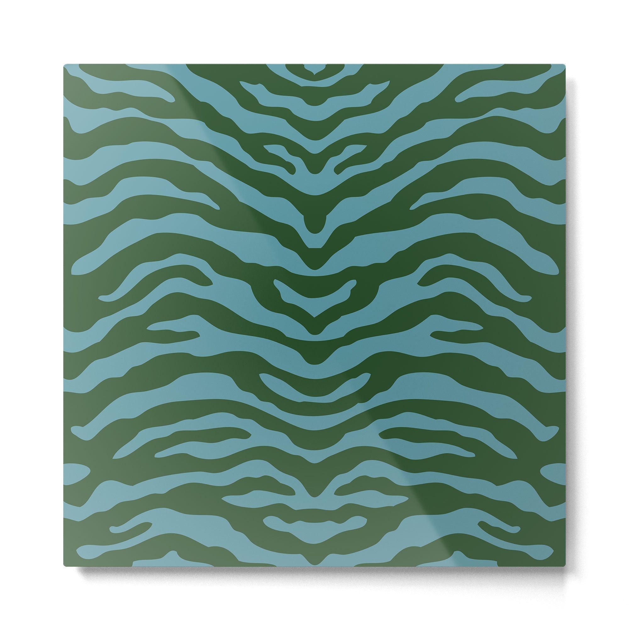Zebra Wild Animal Print Green and Blue Metal Print | TeksDecor