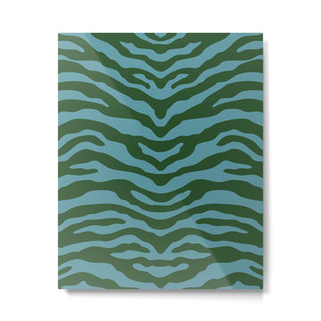 Zebra Wild Animal Print Green and Blue Metal Print | TeksDecor