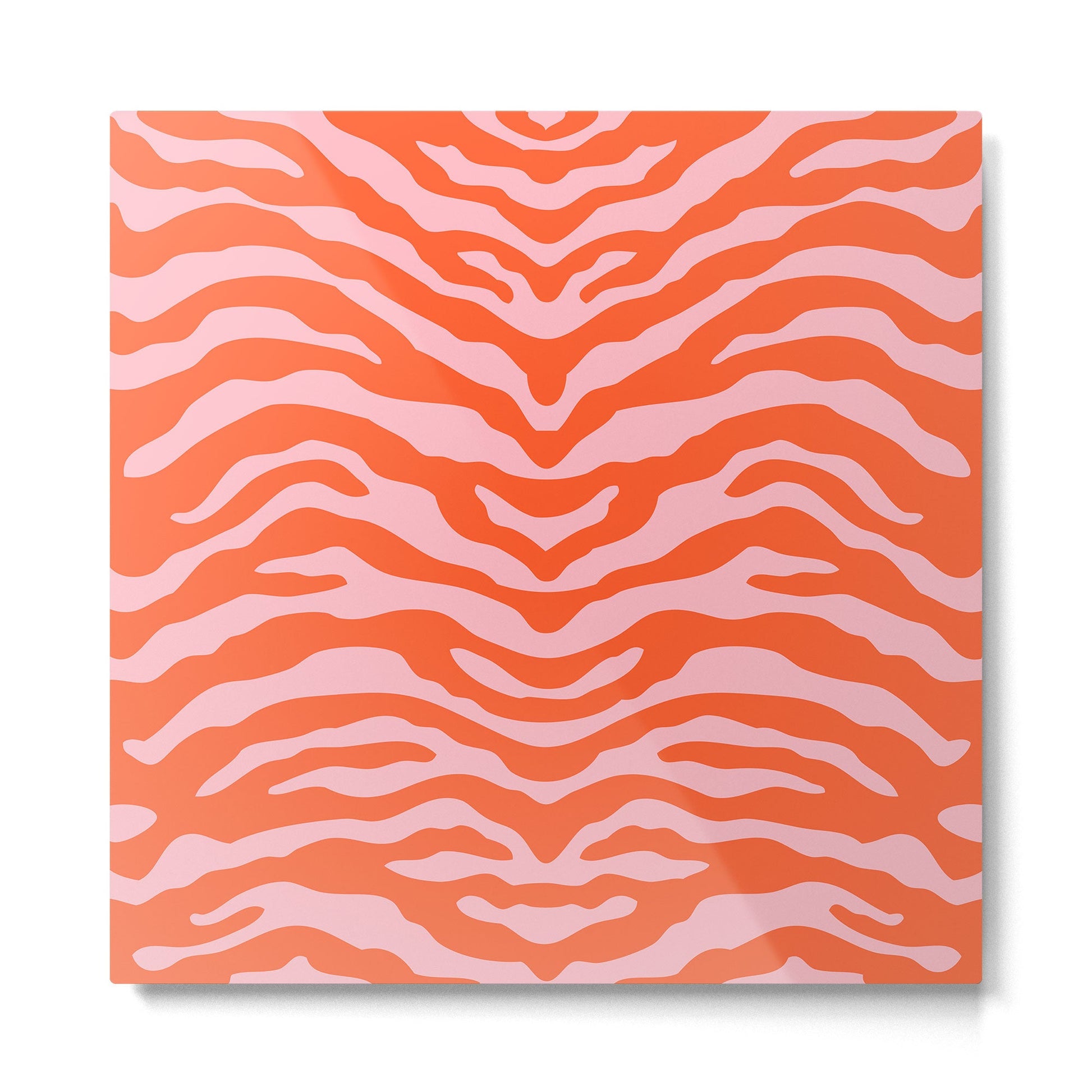 Zebra Wild Animal Print Orange and Pink Metal Print | TeksDecor