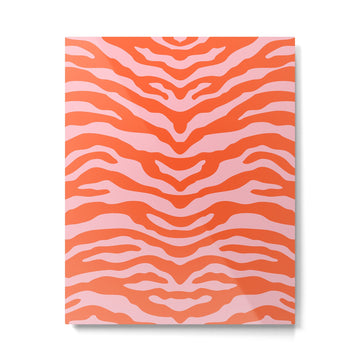 Zebra Wild Animal Print Orange and Pink Metal Print | TeksDecor