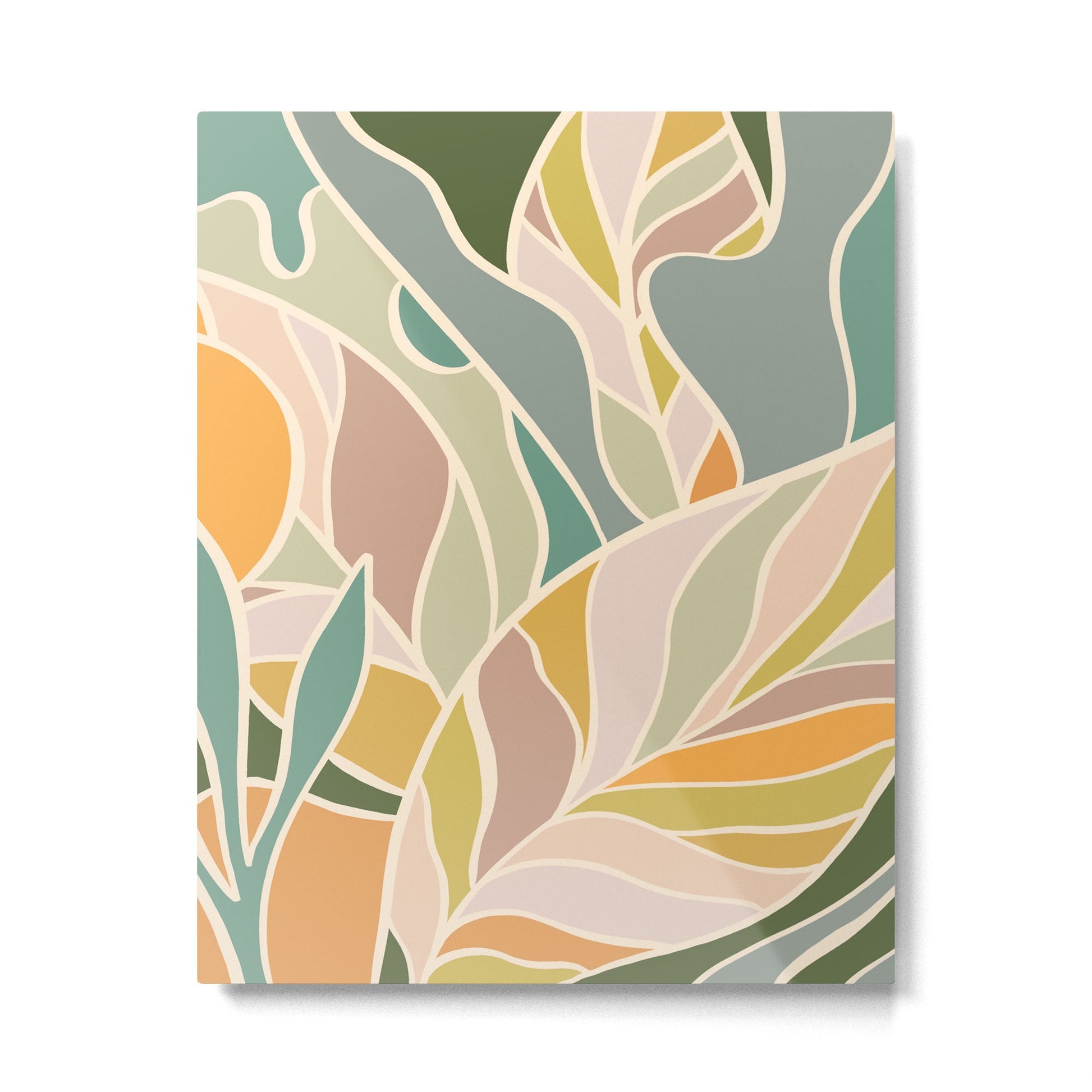 Abstract Botanical Mid century Modern Metal Print | TeksDecor