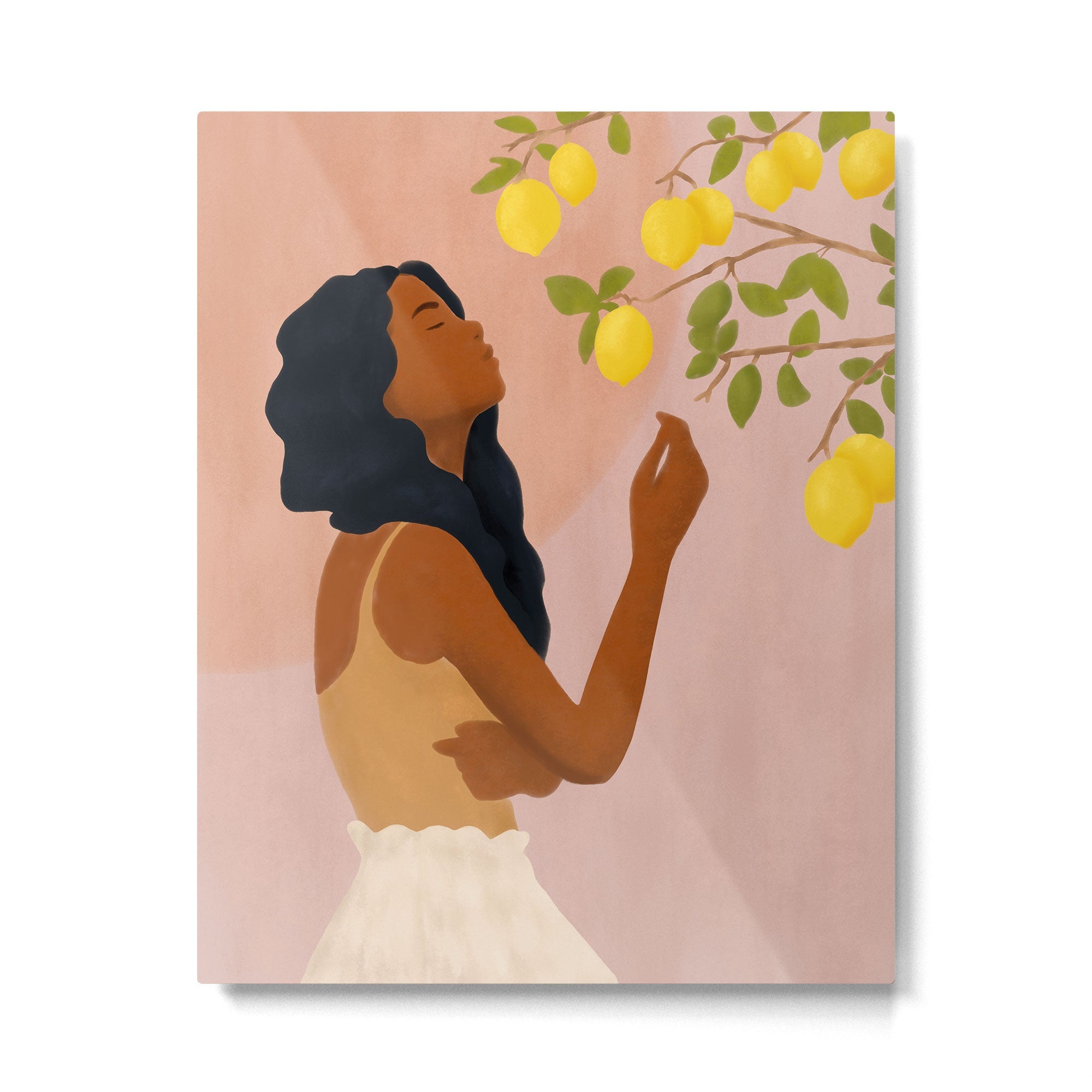 Girl and Her Lemons Metal Print | TeksDecor