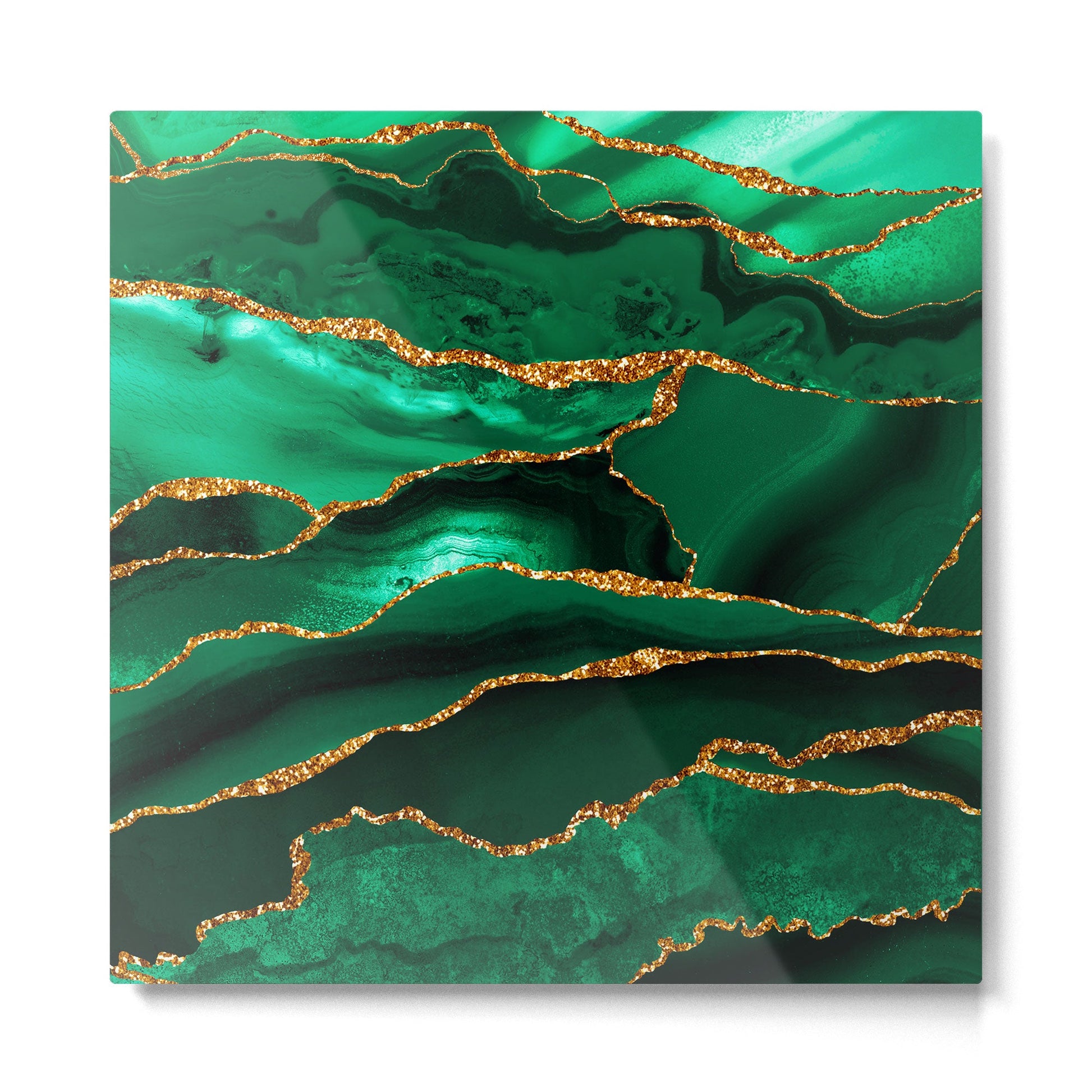 Abstract Green And Gold Emerald Marble Landscape  Metal Print | TeksDecor