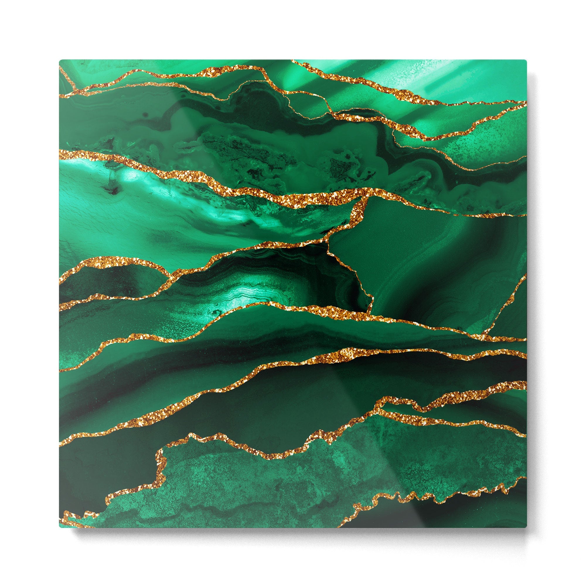 Abstract Green And Gold Emerald Marble Landscape  Metal Print | TeksDecor