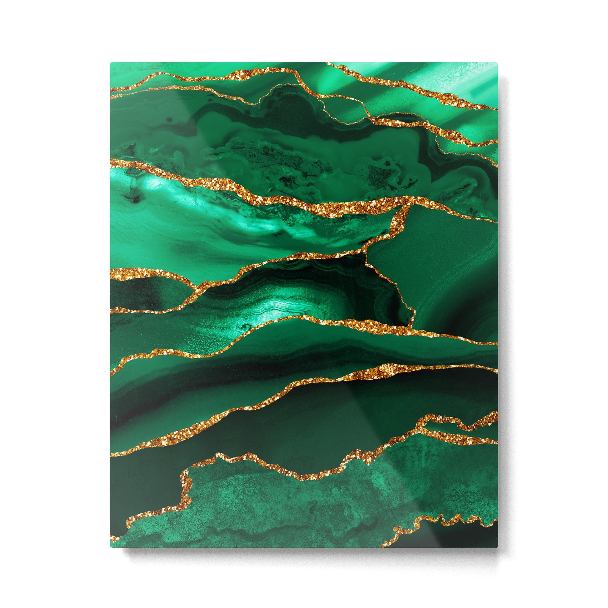 Abstract Green And Gold Emerald Marble Landscape  Metal Print | TeksDecor