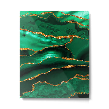 Abstract Green And Gold Emerald Marble Landscape  Metal Print | TeksDecor