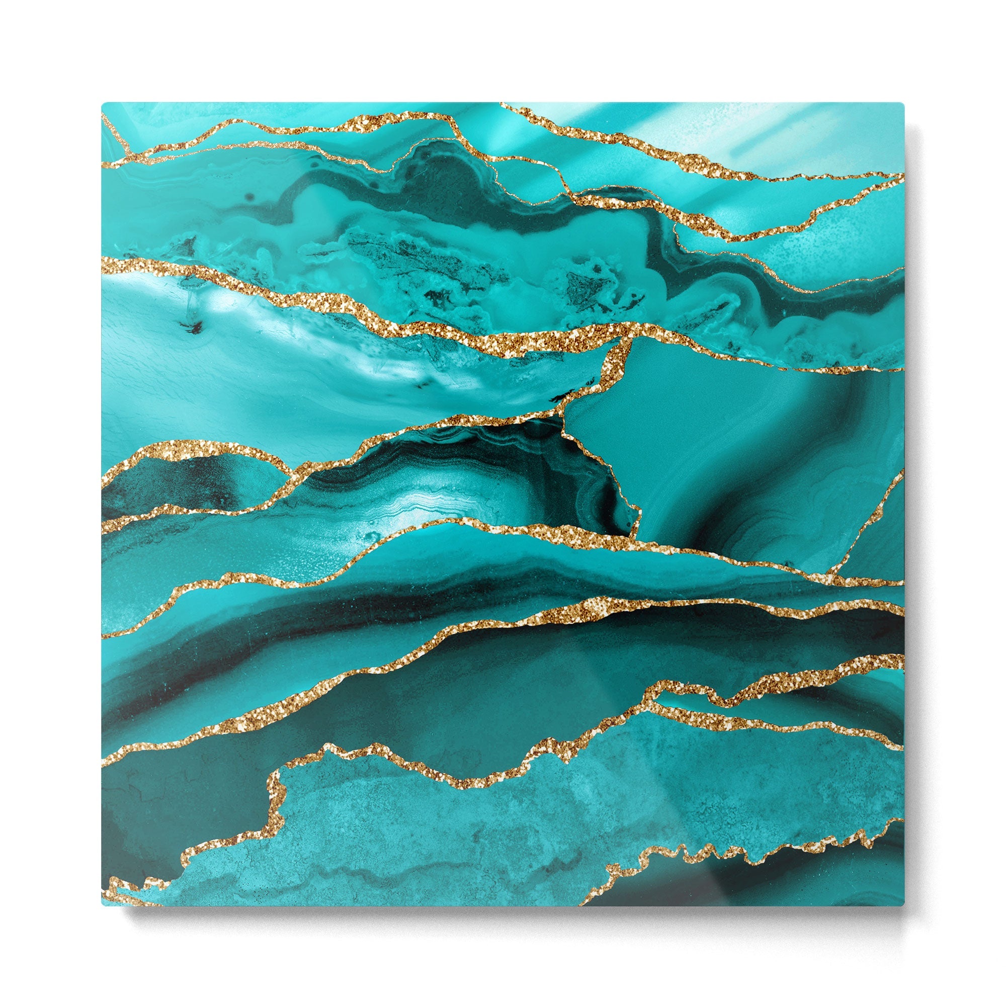 Aqua Turquoise Day Blue Galaxy Marble Metal Print | TeksDecor