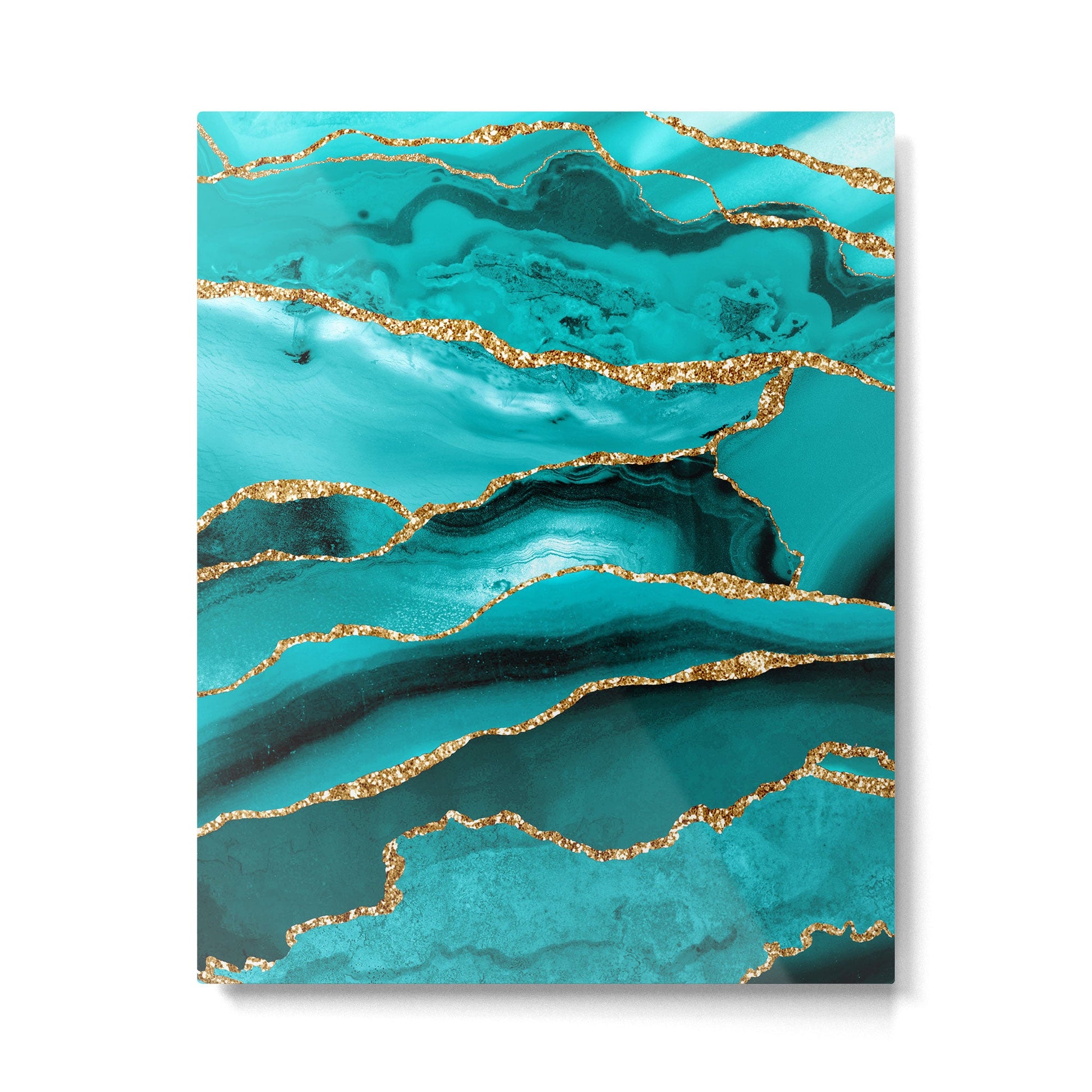 Aqua Turquoise Day Blue Galaxy Marble Metal Print | TeksDecor