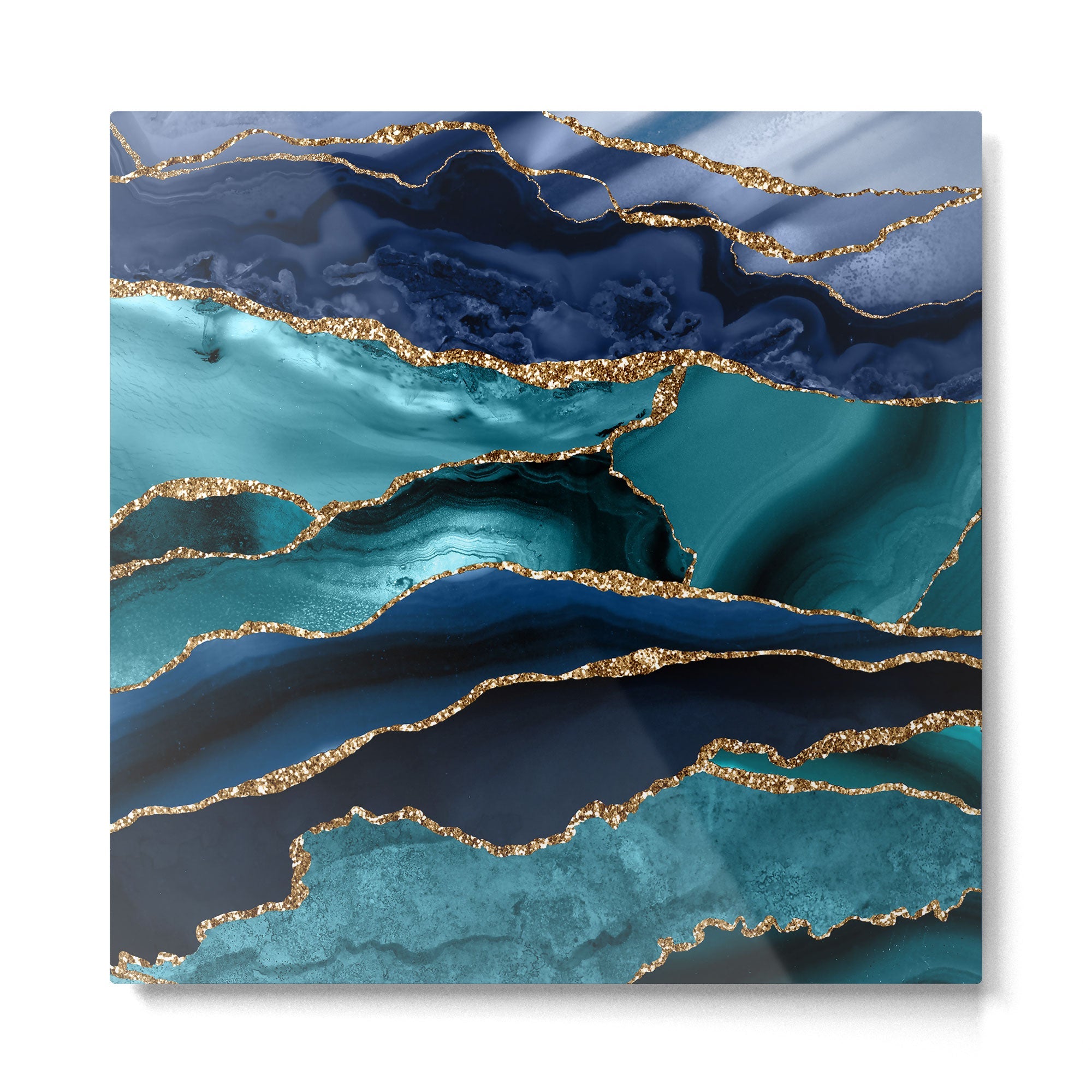 Ocean Blue Mermaid Marble Metal Print | TeksDecor