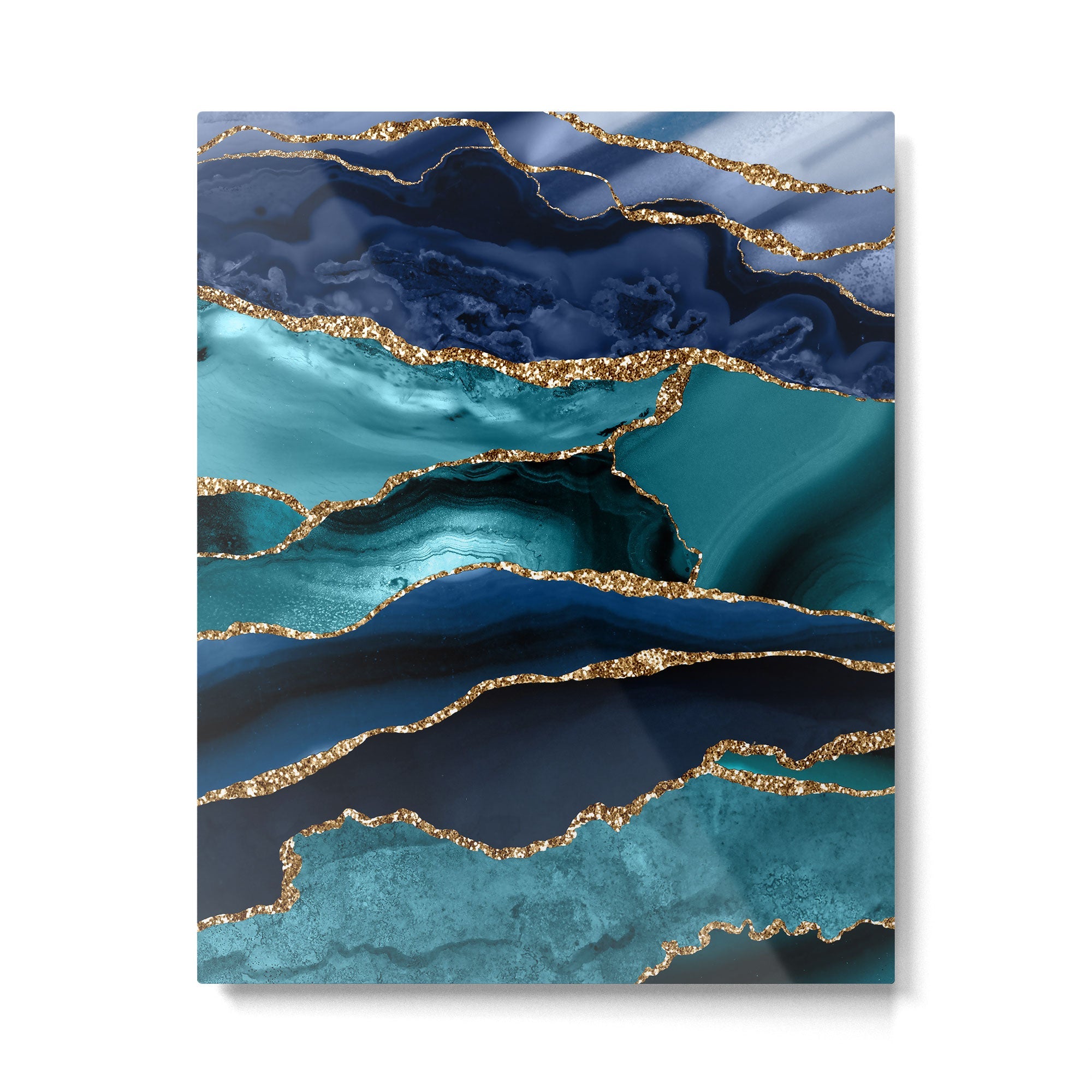 Ocean Blue Mermaid Marble Metal Print | TeksDecor