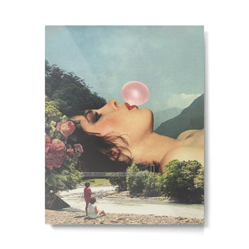 Bubble gum girl Metal Print | TeksDecor