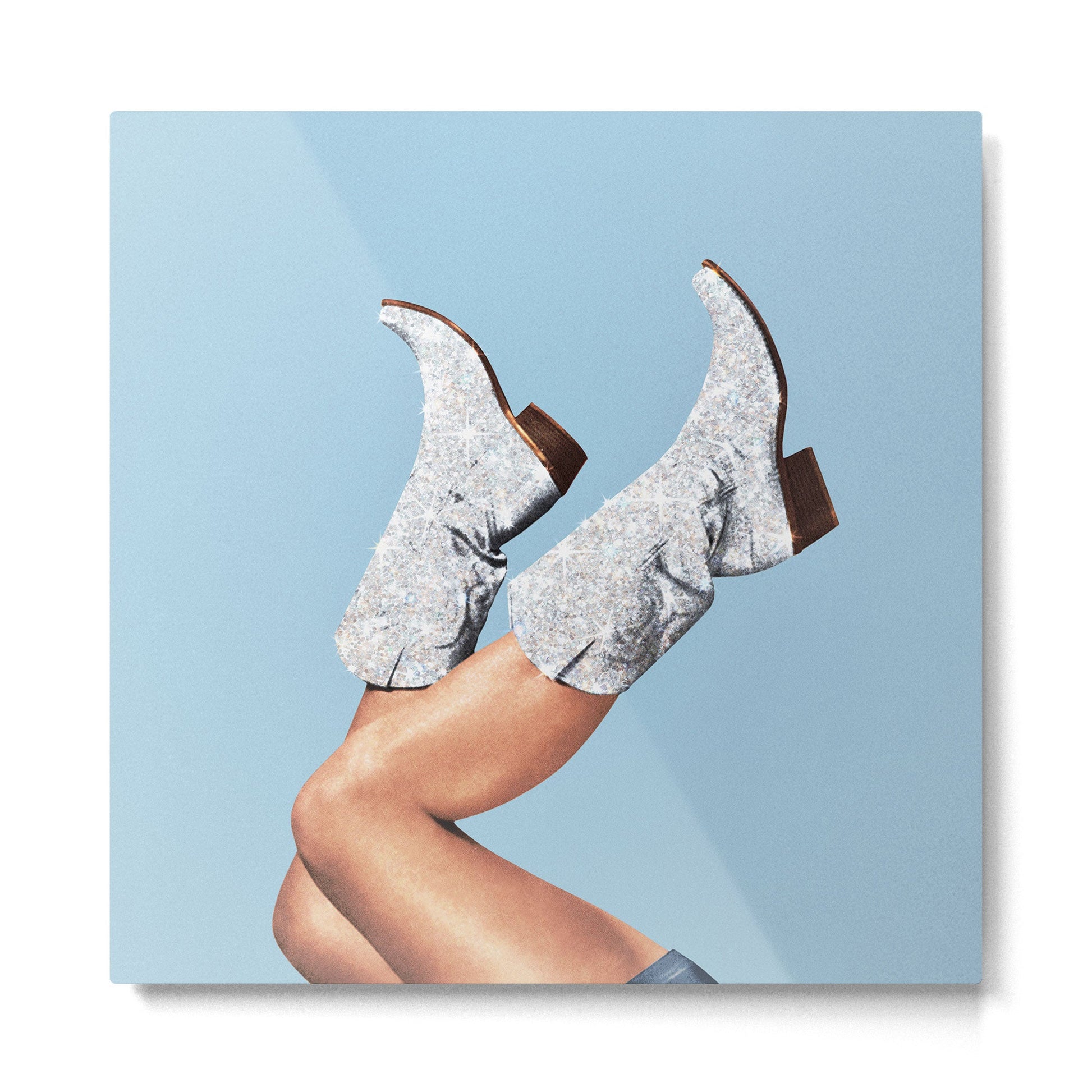 These Boots - Glitter Blue Metal Print | TeksDecor