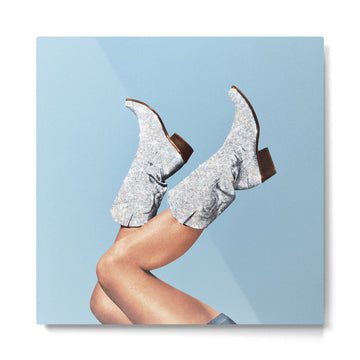 These Boots - Glitter Blue Metal Print | TeksDecor