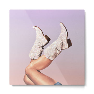 These Boots - Glitter Purple Miami Vibes Metal Print | TeksDecor