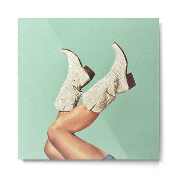 These Boots - Glitter Teal Green Metal Print | TeksDecor