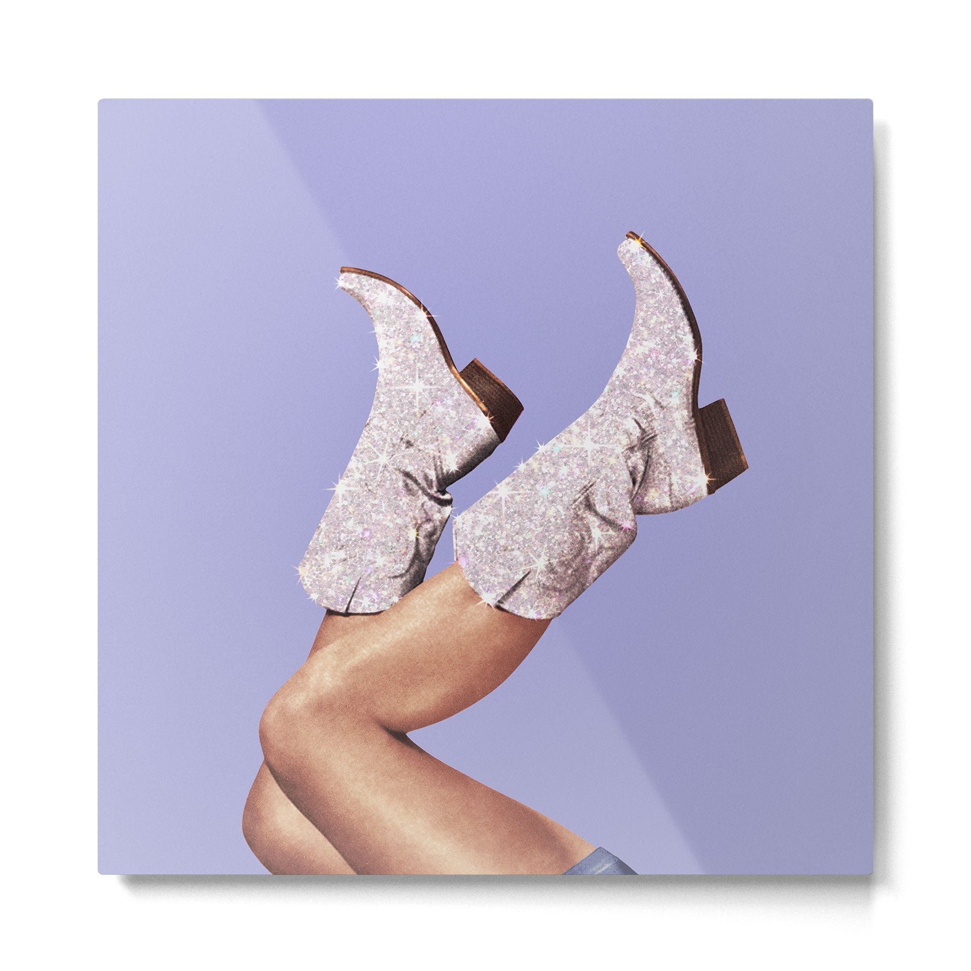 These Boots - Glitter Very Peri Periwinkle Metal Print | TeksDecor