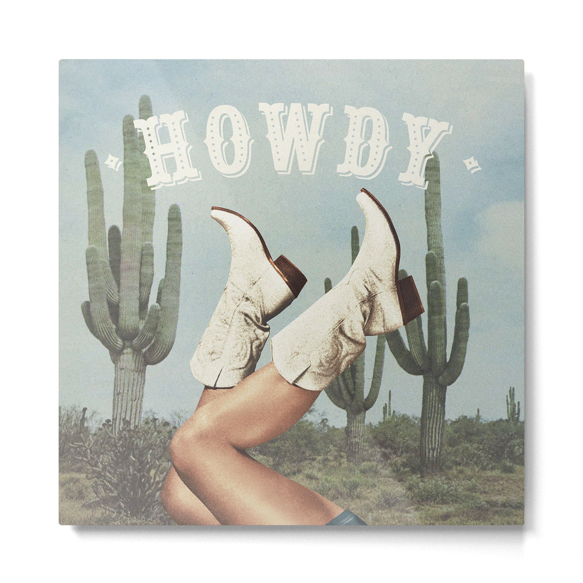 These Boots - Howdy Cactus Metal Print | TeksDecor