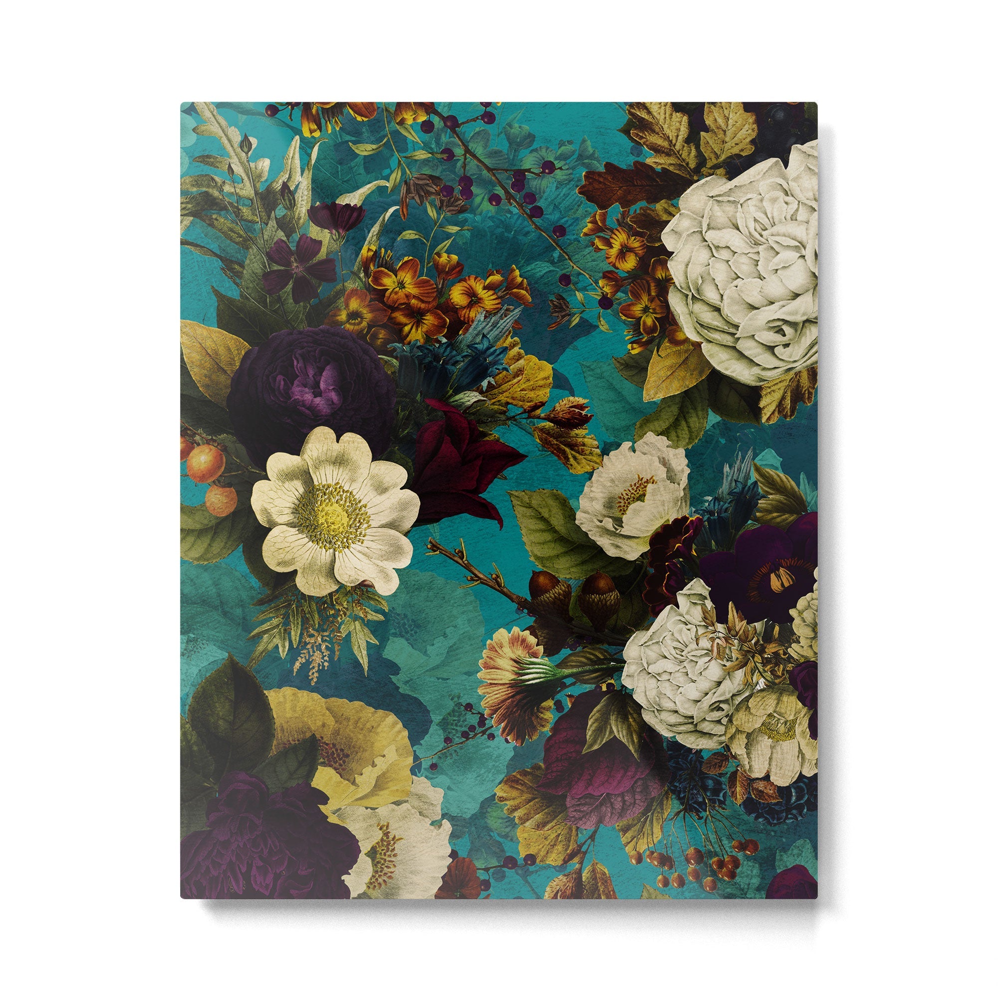 Before Midnight Blue Hour Vintage Fall Flowers Garden Metal Print | TeksDecor