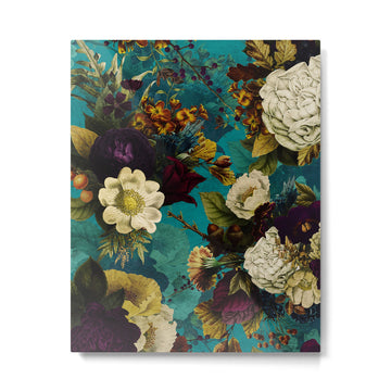 Before Midnight Blue Hour Vintage Fall Flowers Garden Metal Print | TeksDecor