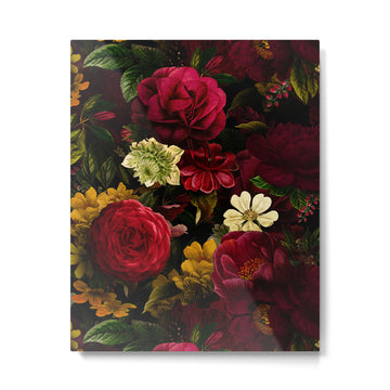Dutch Midnight Vintage Red Roses Garden Metal Print | TeksDecor