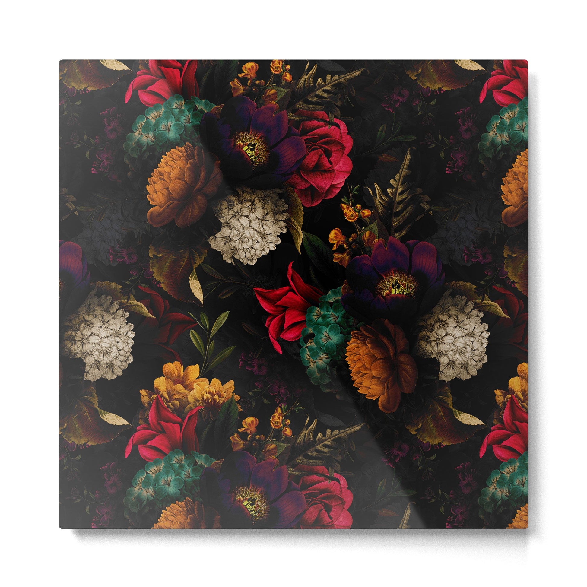 Midnight Hours Dark Vintage Flowers Garden Metal Print | TeksDecor