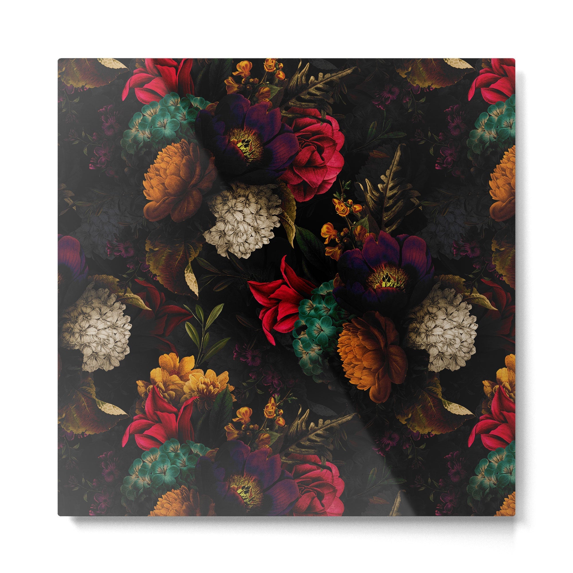 Midnight Hours Dark Vintage Flowers Garden Metal Print | TeksDecor