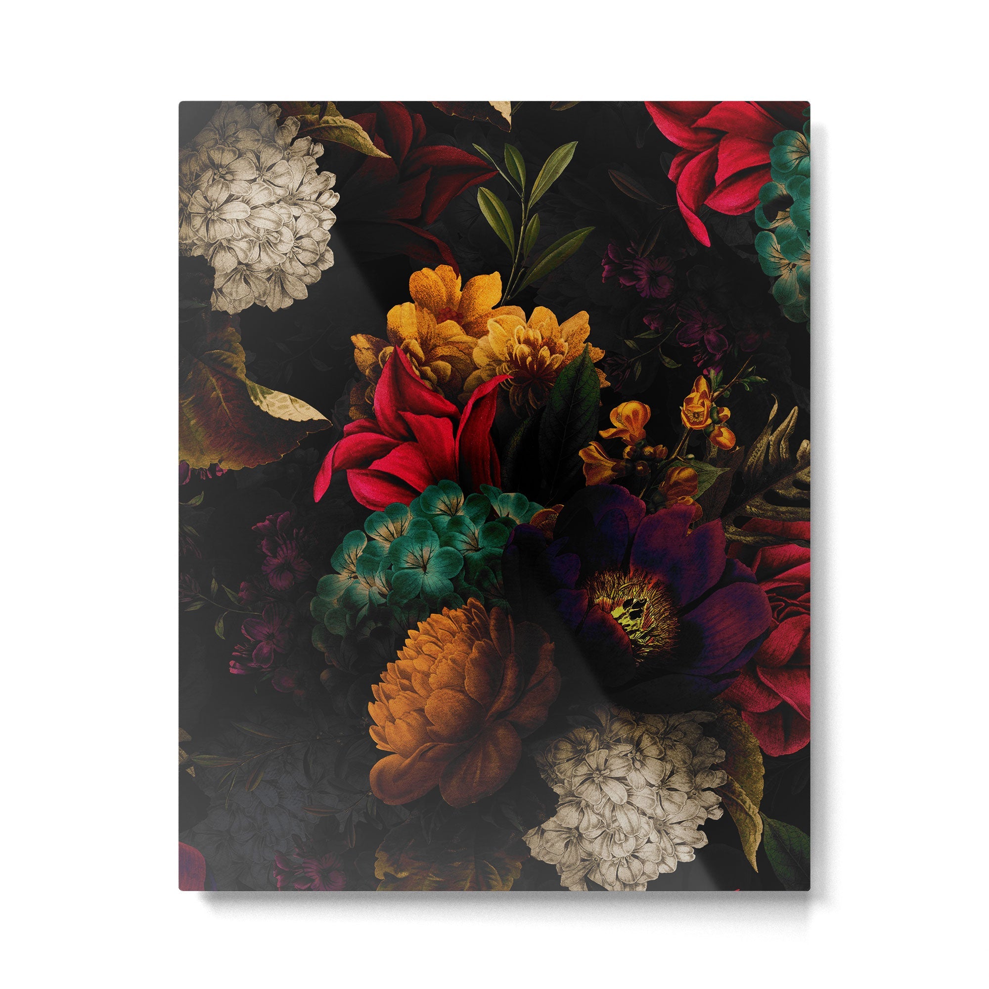 Midnight Hours Dark Vintage Flowers Garden Metal Print | TeksDecor