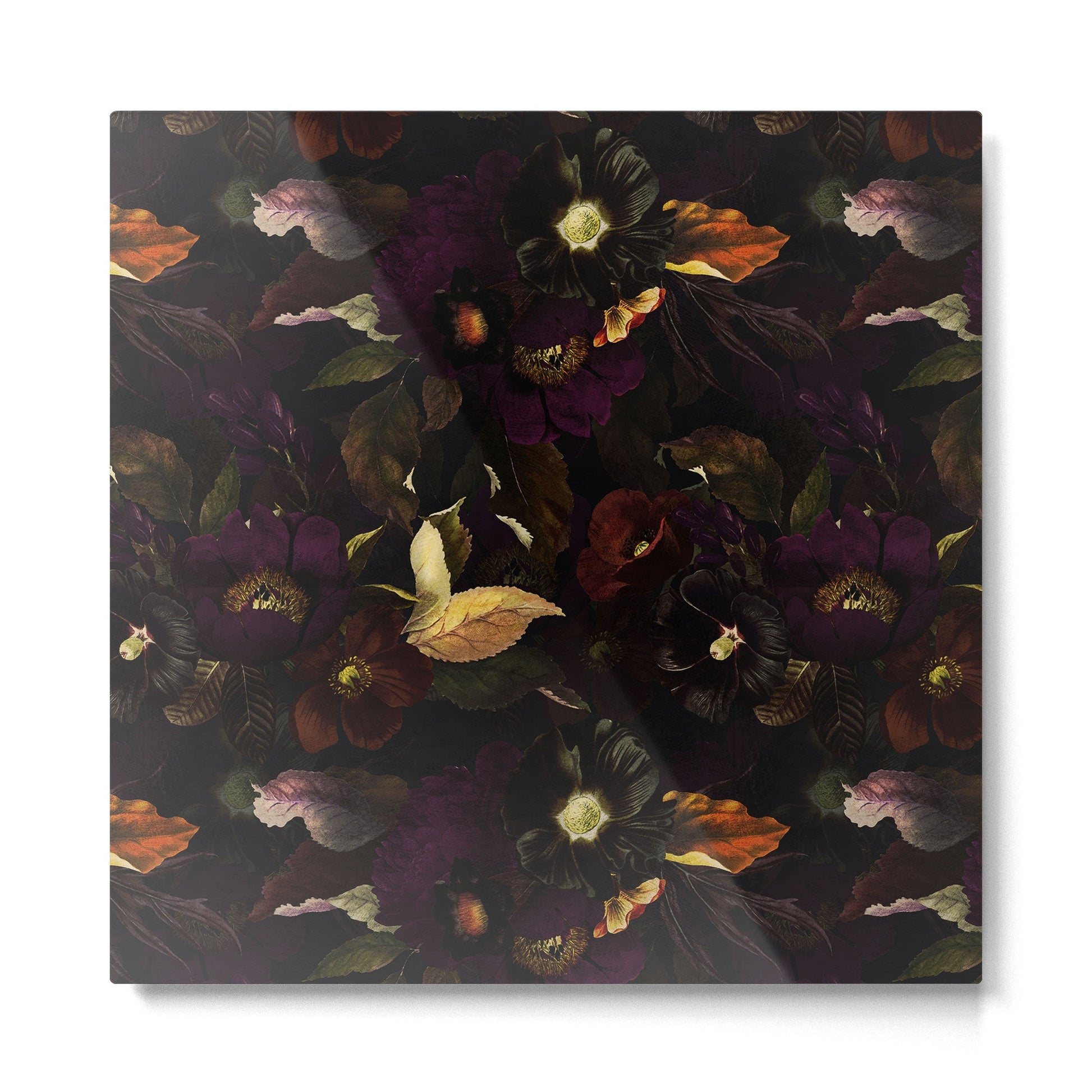 The Darkest Dutch Vintage Flowers Garden  Metal Print | TeksDecor