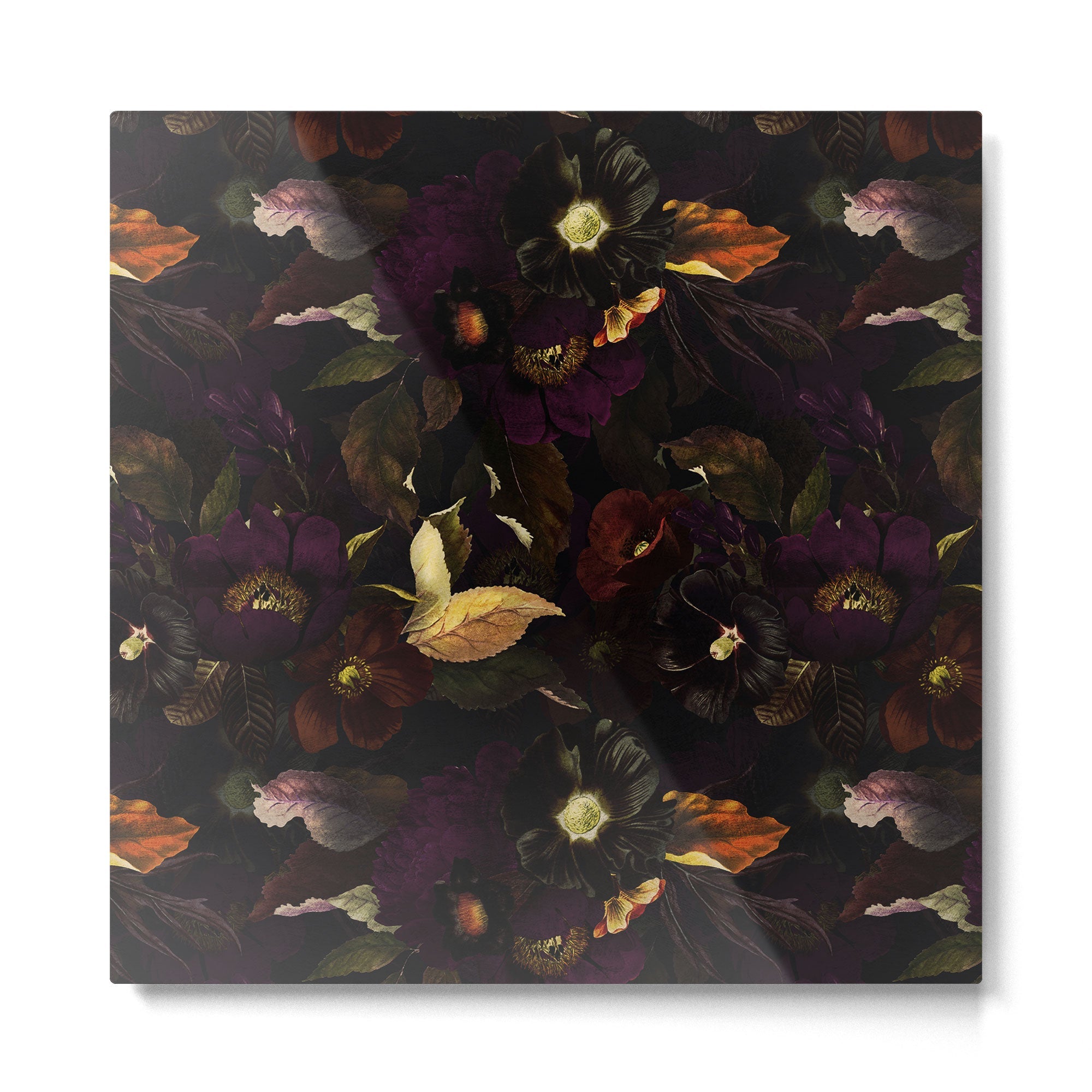 The Darkest Dutch Vintage Flowers Garden  Metal Print | TeksDecor