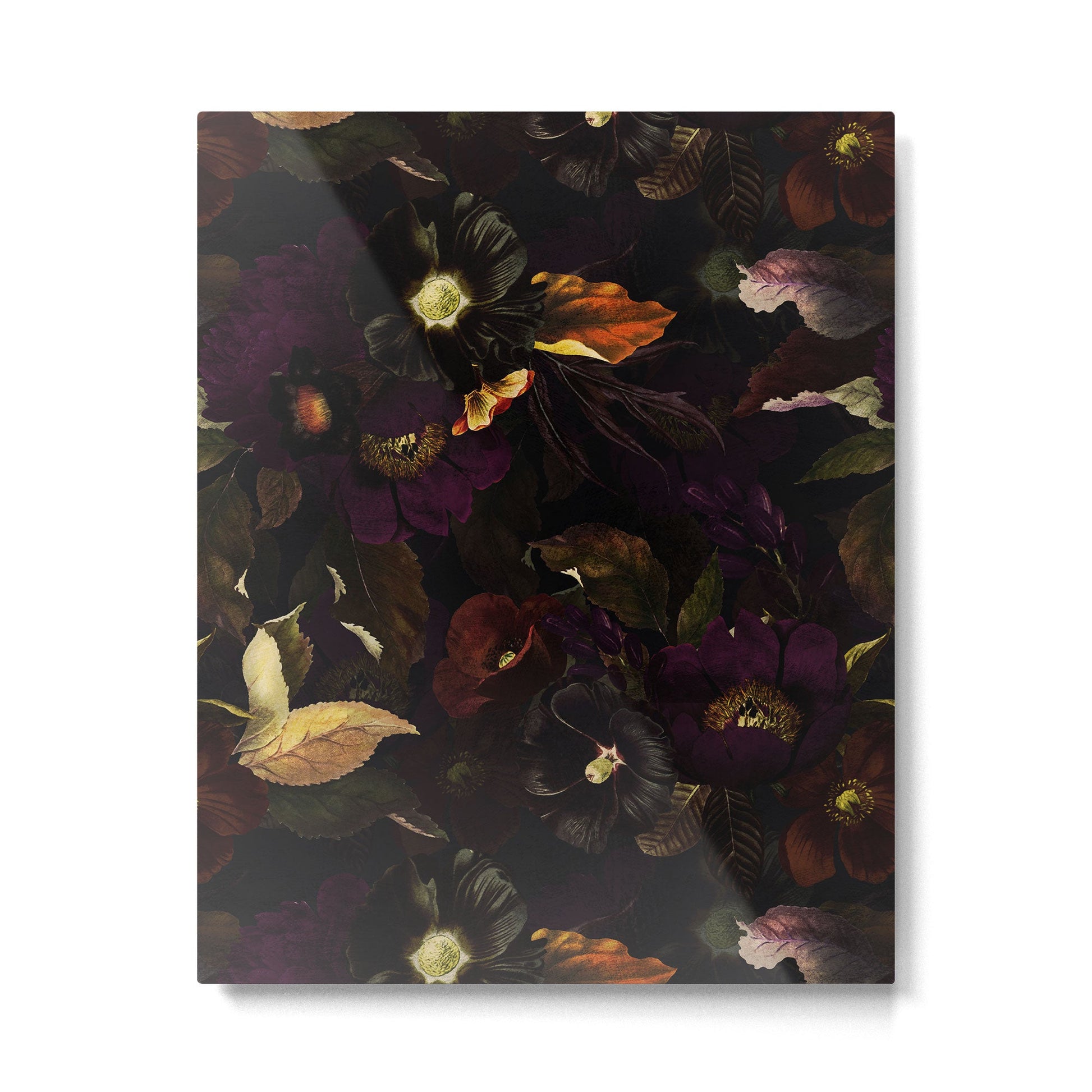 The Darkest Dutch Vintage Flowers Garden  Metal Print | TeksDecor